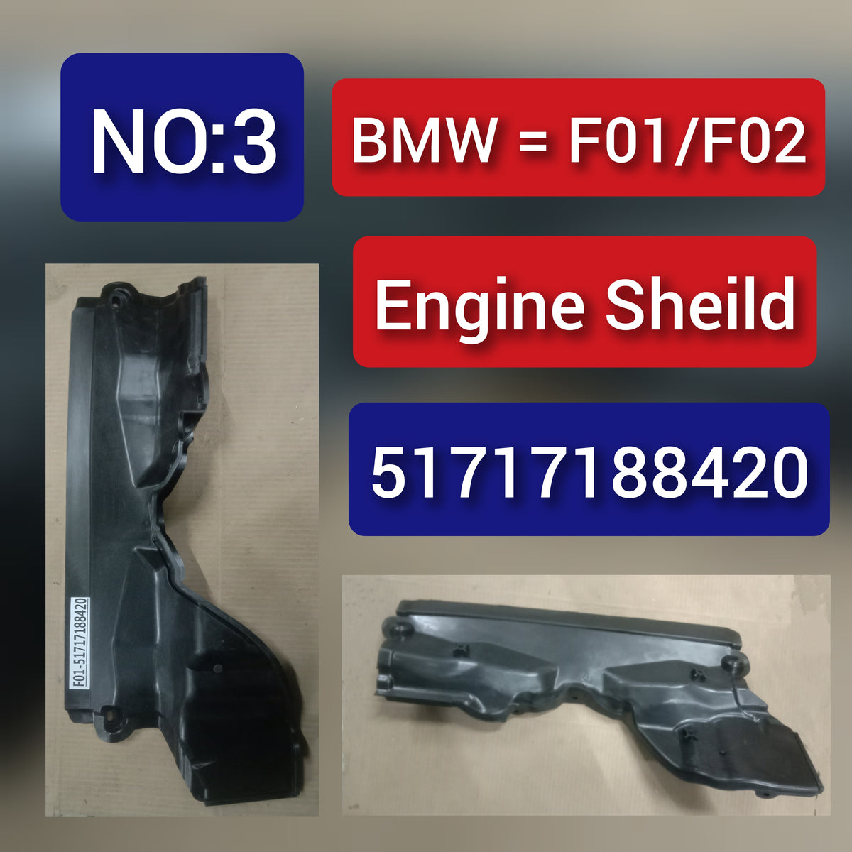 ENGINE SOUND INSULATION SPLASH WALL 51717188420 Compatible with BMW 7 Series F01 F02 Tag No.3