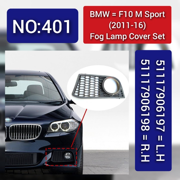 Fog Lamp Cover Left 51117906197 & Right 51117906198 Compatible With BMW 5 Series F10 2011-2016 Tag-FC-401