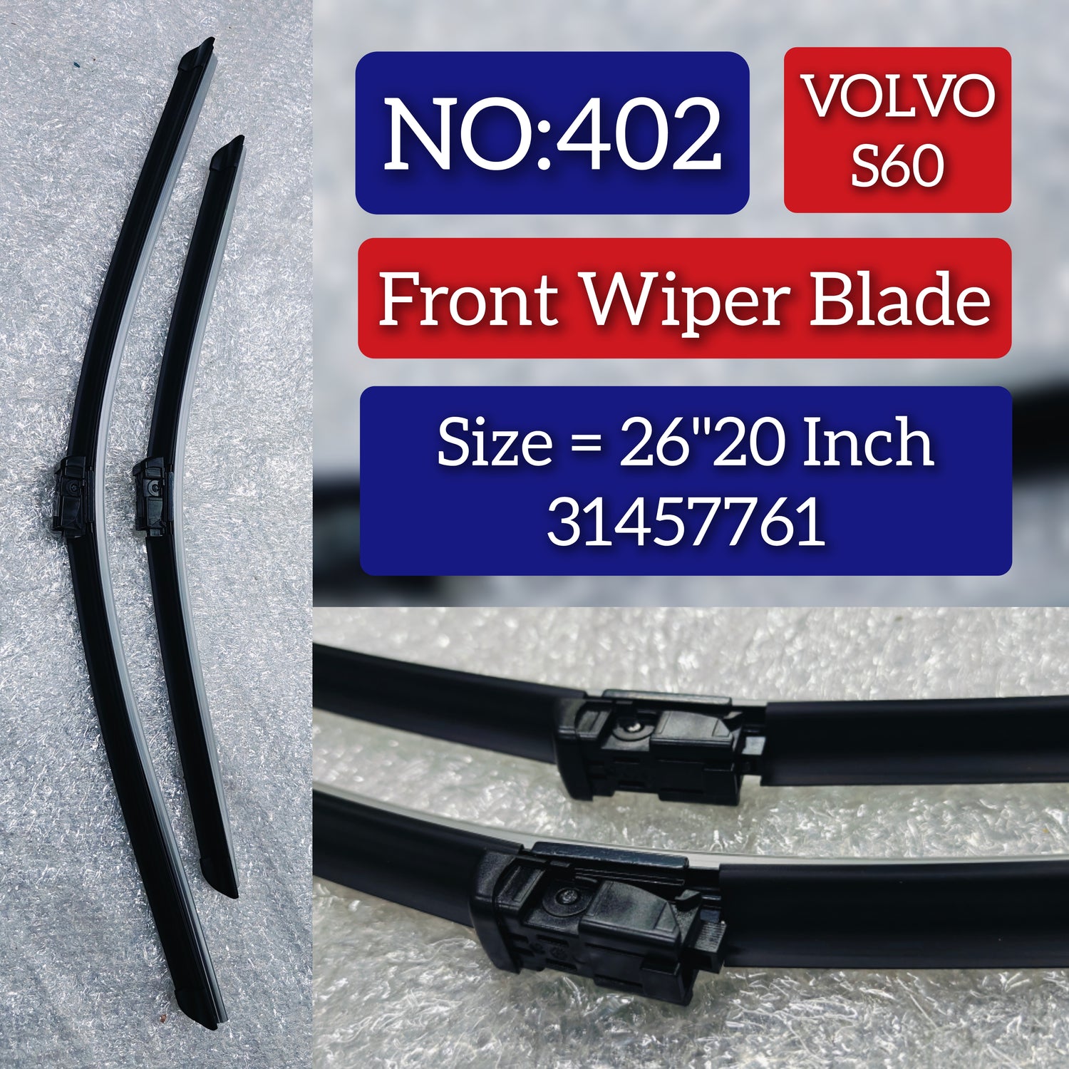 Front Wiper Blade Set (26'20 Inch) 31457761 31250287 31253013 31333386 31457756 Compatible with VOLVO XC60 I SUV (156) Tag No.402