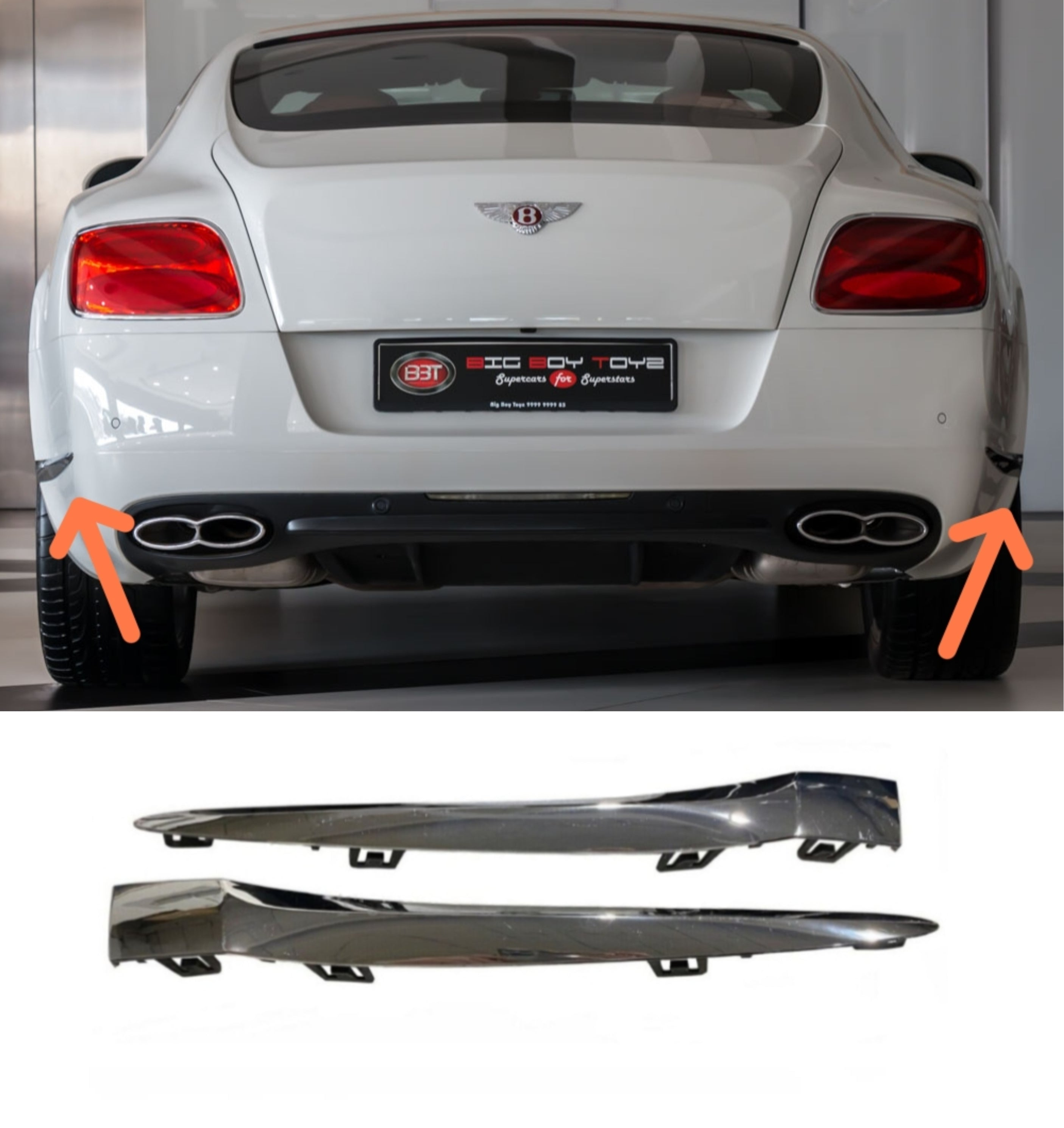 Rear Bumper Chrome Left 3W3807819B & Right 3W3807820B Compatible With Bentley GT (2012-2015) Tag No.403