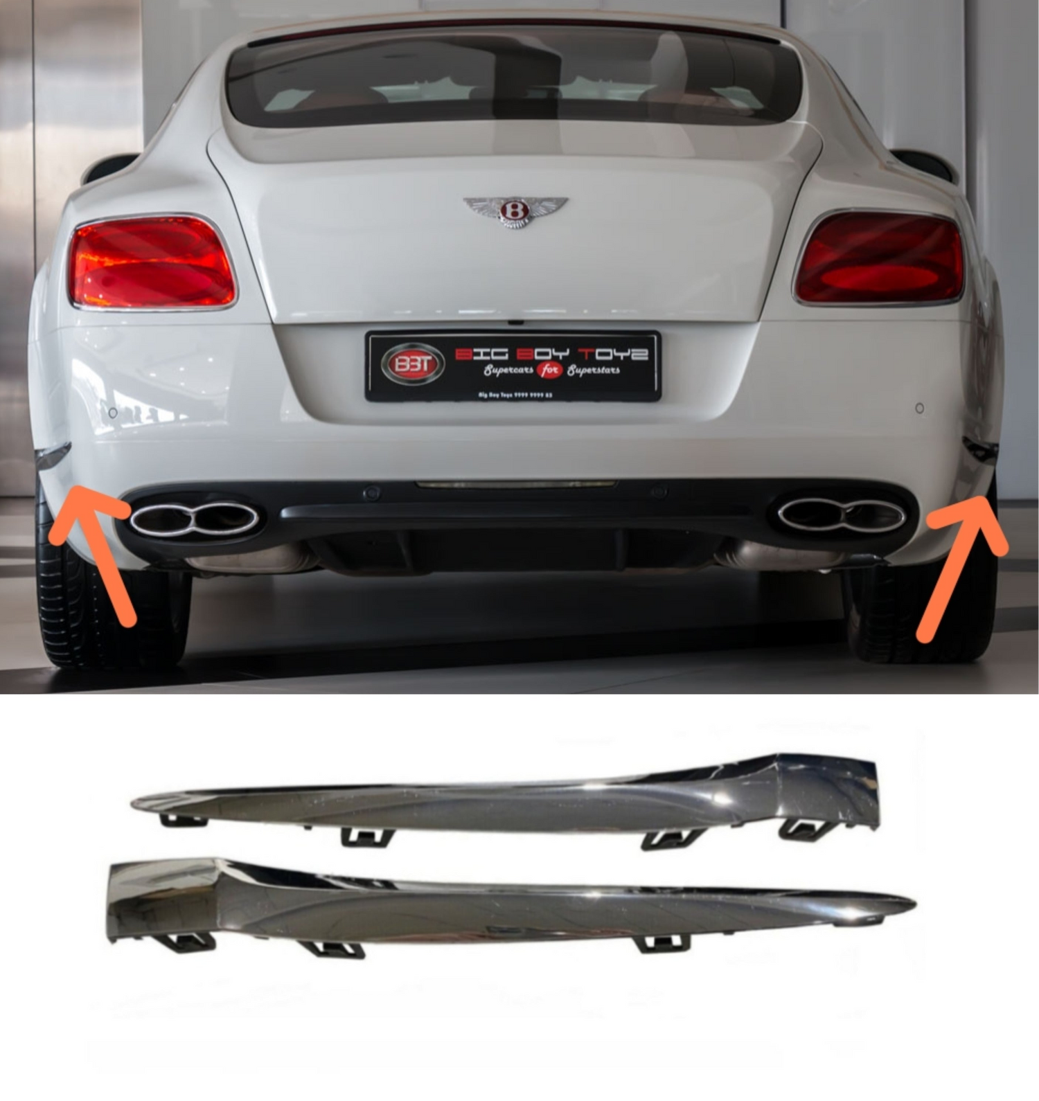 Rear Bumper Chrome Left 3W3807819B & Right 3W3807820B Compatible With Bentley GT (2012-2015) Tag No.403