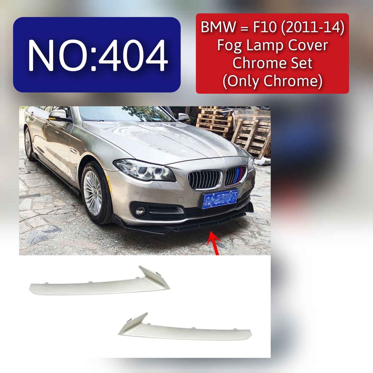 Fog Lamp Cover With Chrome  Fog Lamp Cover Without Chrome Left 51117331729 & Right 51117331730 Compatible With BMW 5 Series F10 2011-2014 Tag No :404