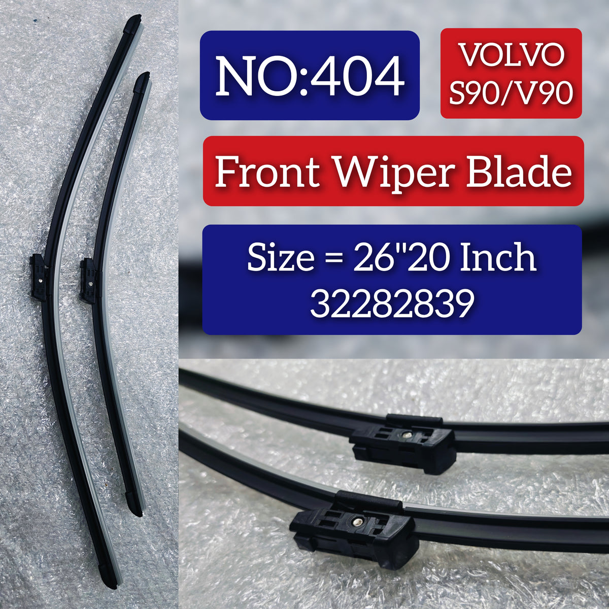 Front Wiper Blade Set (26'20 Inch) 32282839 Compatible with VOLVO XC90 II (256)