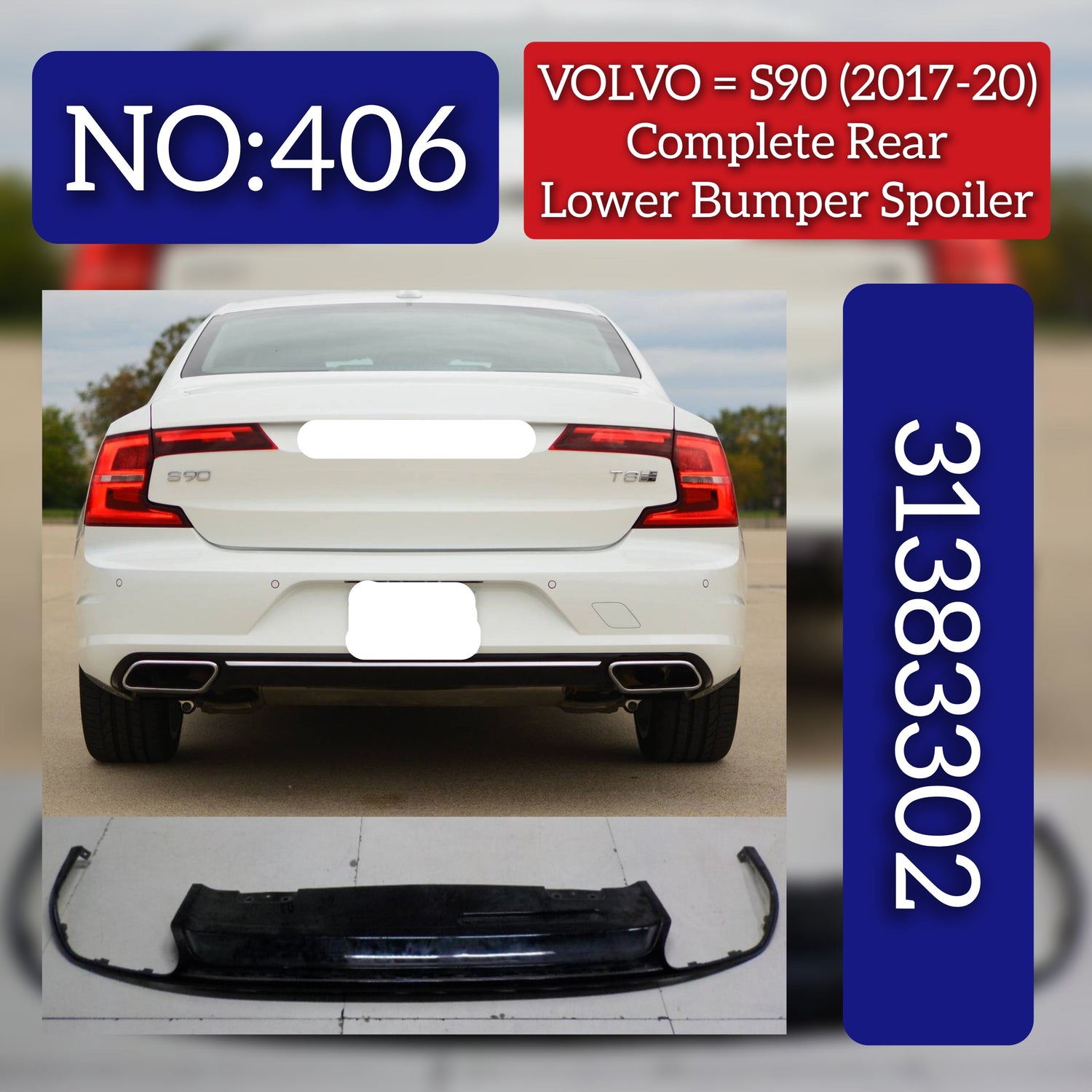 Rear Lower Bumper 31383303 Compatible With VOLVO  VOLVO - S90 & S90 II (234 Tag No.406
