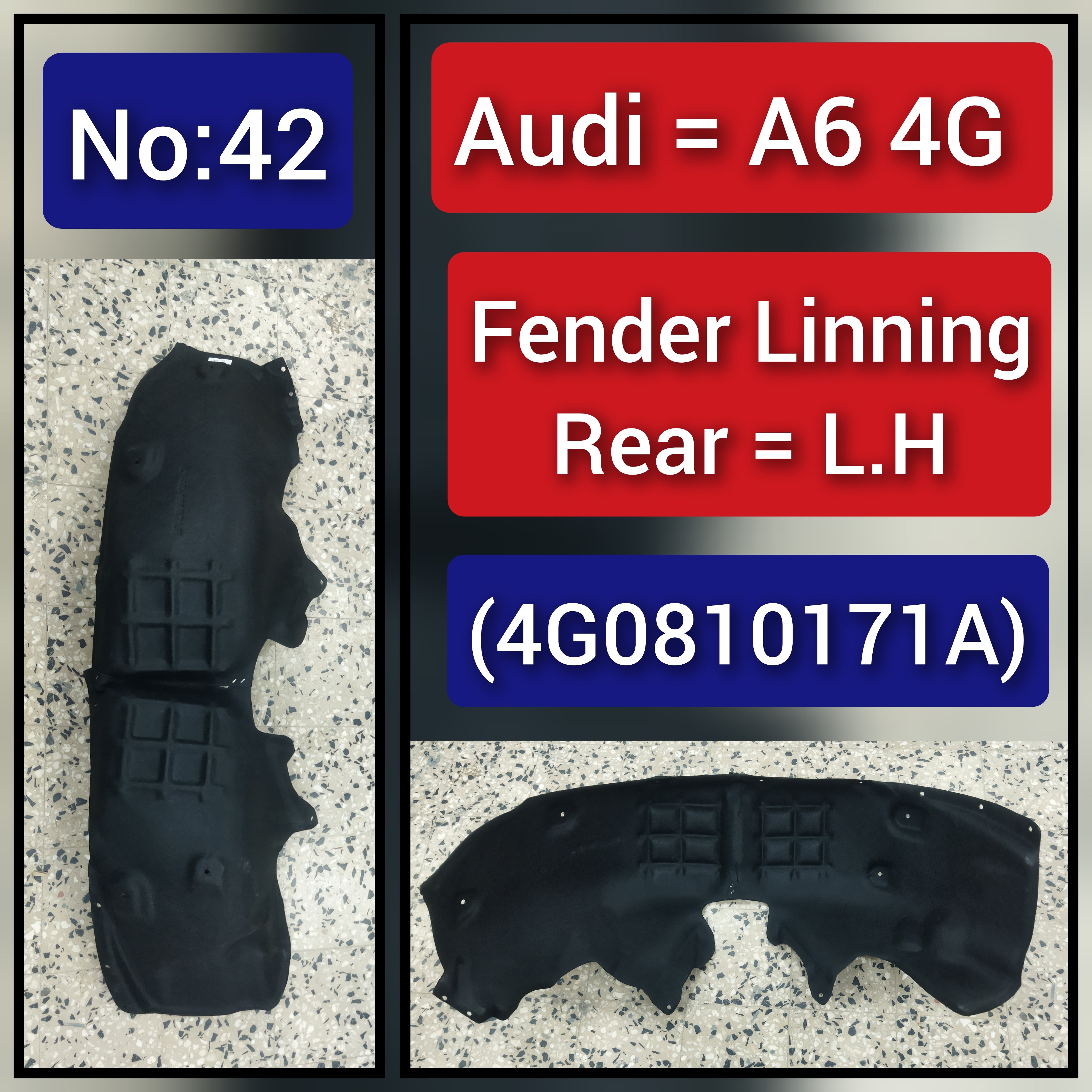 Front Left fender Liner 4G0810171A 4G0810172A Compatible With AUDI A6 4G