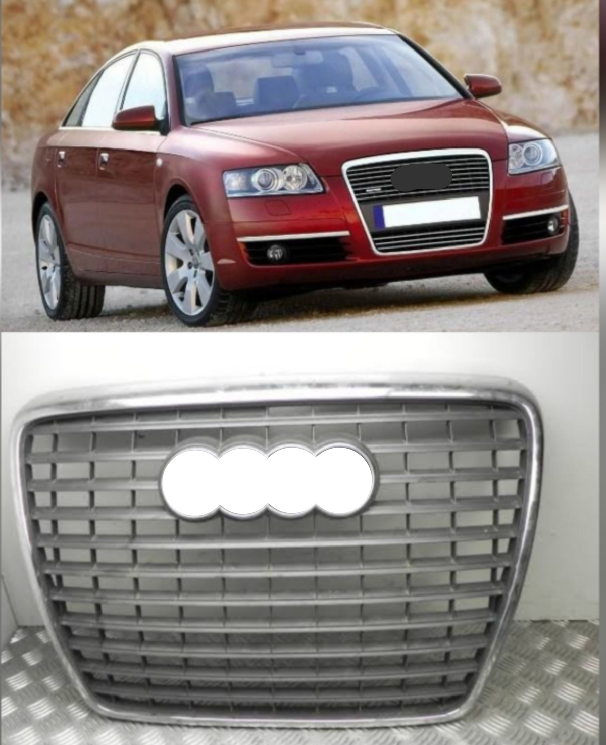 Show Grill Compatible With Audi A6 C6(2004-11) S-Line Silver Chrome (Without Number Plate) Tag 43