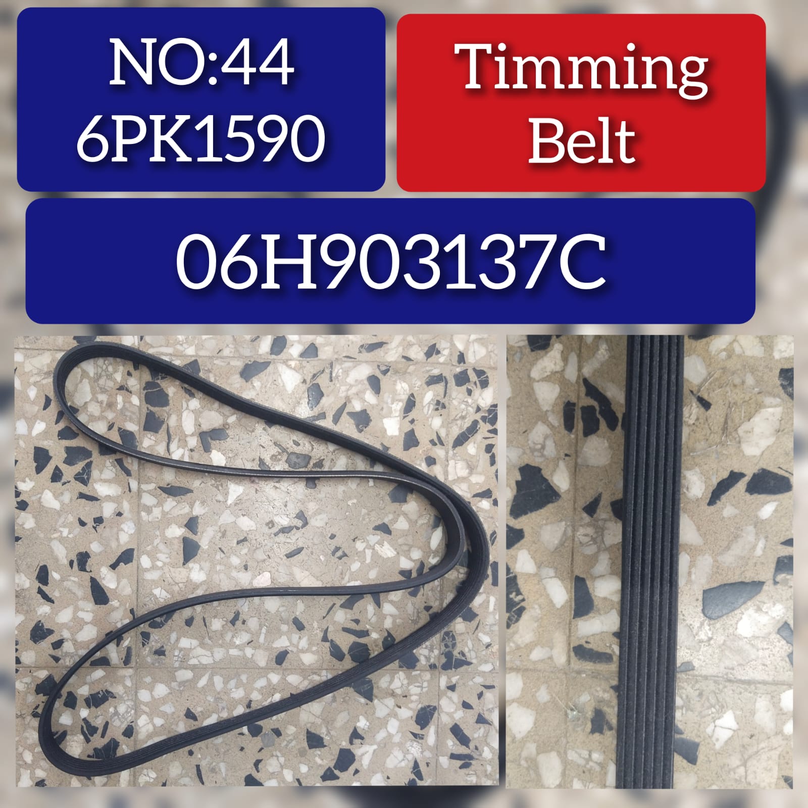 Multi RIB Belt 6PK1590 06H903137C 044260849B 06B903137D 06B903137C Compatible With AUDI A4 B8 (8K2) | A4 / S4, Q5 (8RB) (CONTINENTAL) Tag no :44