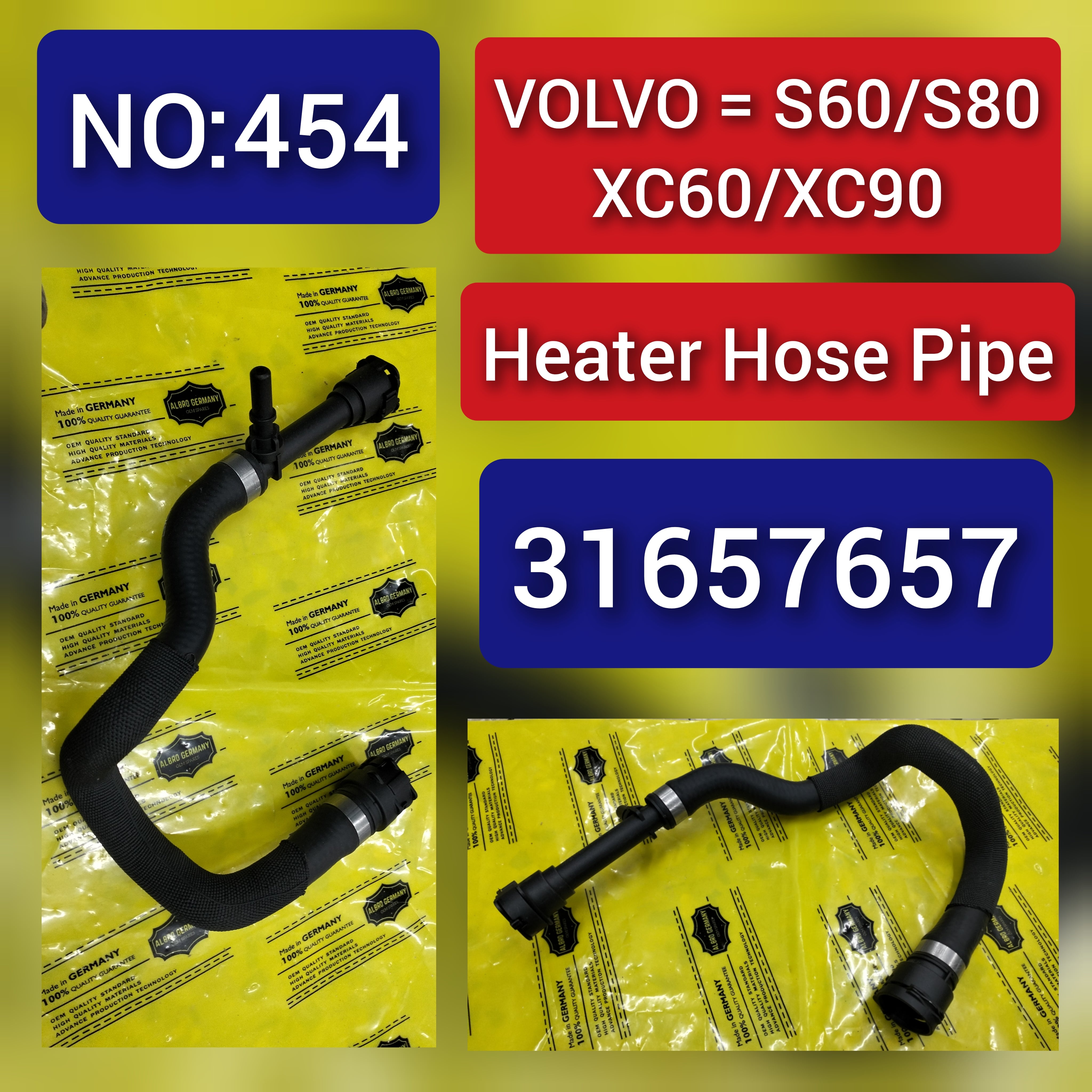 Heater Hose Pipe 31657657 For Volvo S60 Tag-H-454