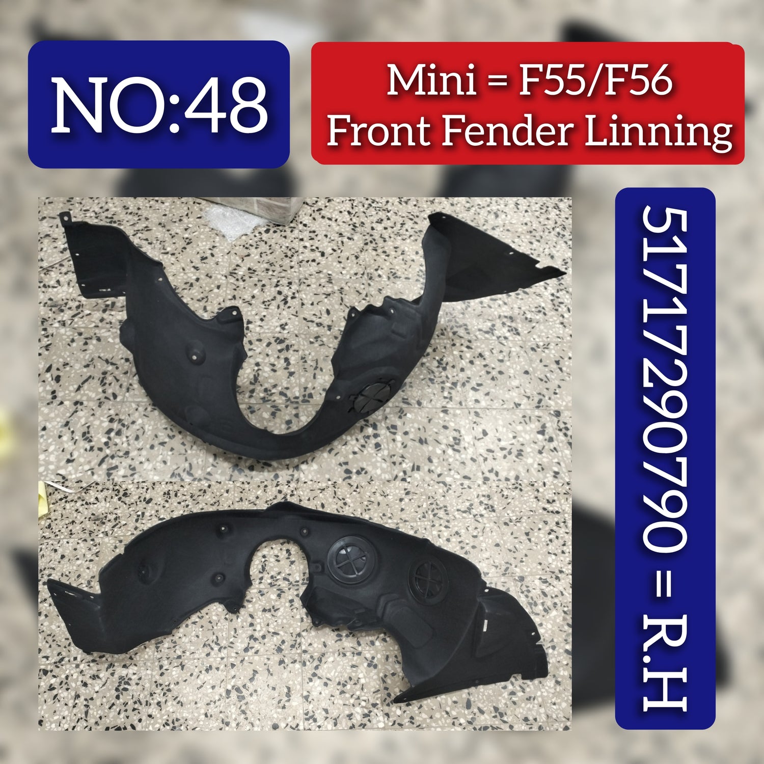 Front Right fender Liner 51717290790 Compatible With  MINI COOPER F55 F56
