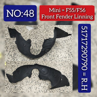 Front Right fender Liner 51717290790 Compatible With  MINI COOPER F55 F56