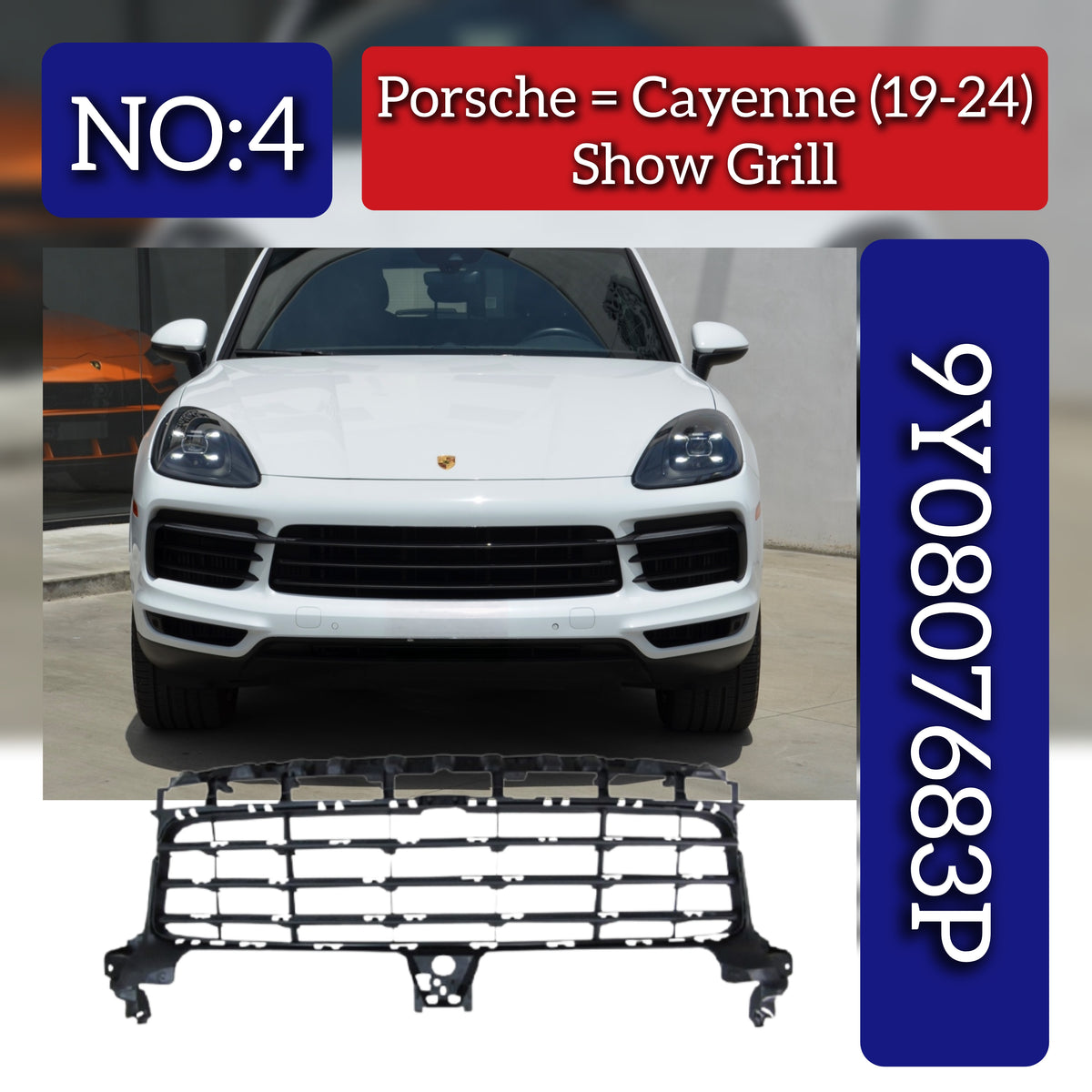 Show Grill 9Y0807683P Compatible With Porsche Cayenne (2018-2020) Tag No.4