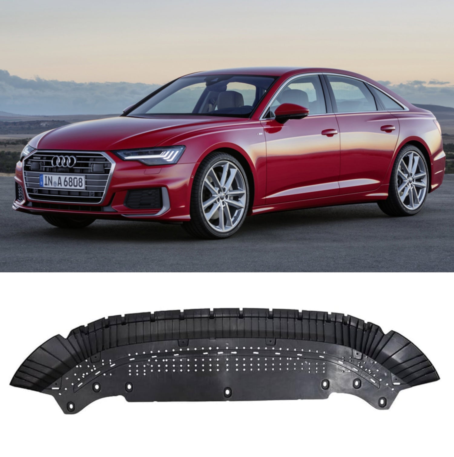 Front Under Bumper Shield (Black) 4K0807611 Compatible With AUDI A6 C8 2019-2021  Tag No.4