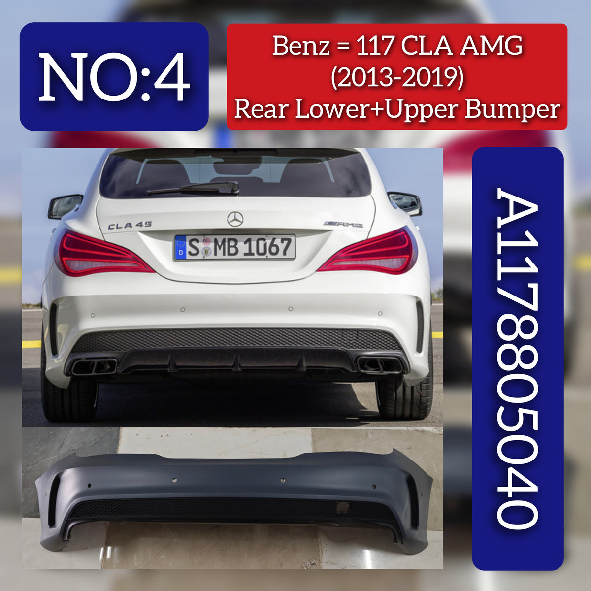 Rear Bumper A1178805040 Compatible With MERCEDES-BENZ E CLASS C207  2016-2019 No :- 4