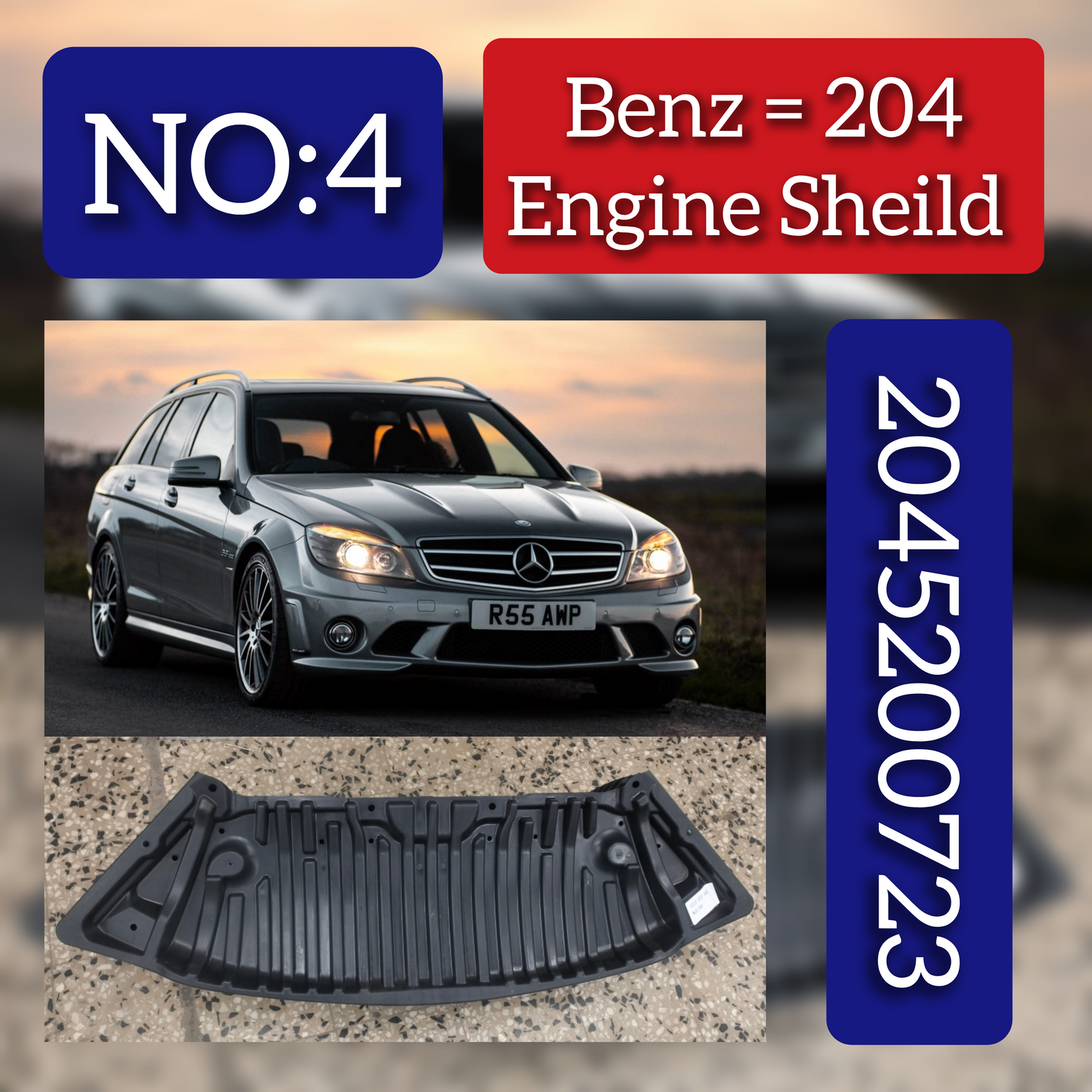 Engine Splash Shield Front 2045200723 Compatible With MERCEDES-BENZ C-CLASS (W204) Tag No.4