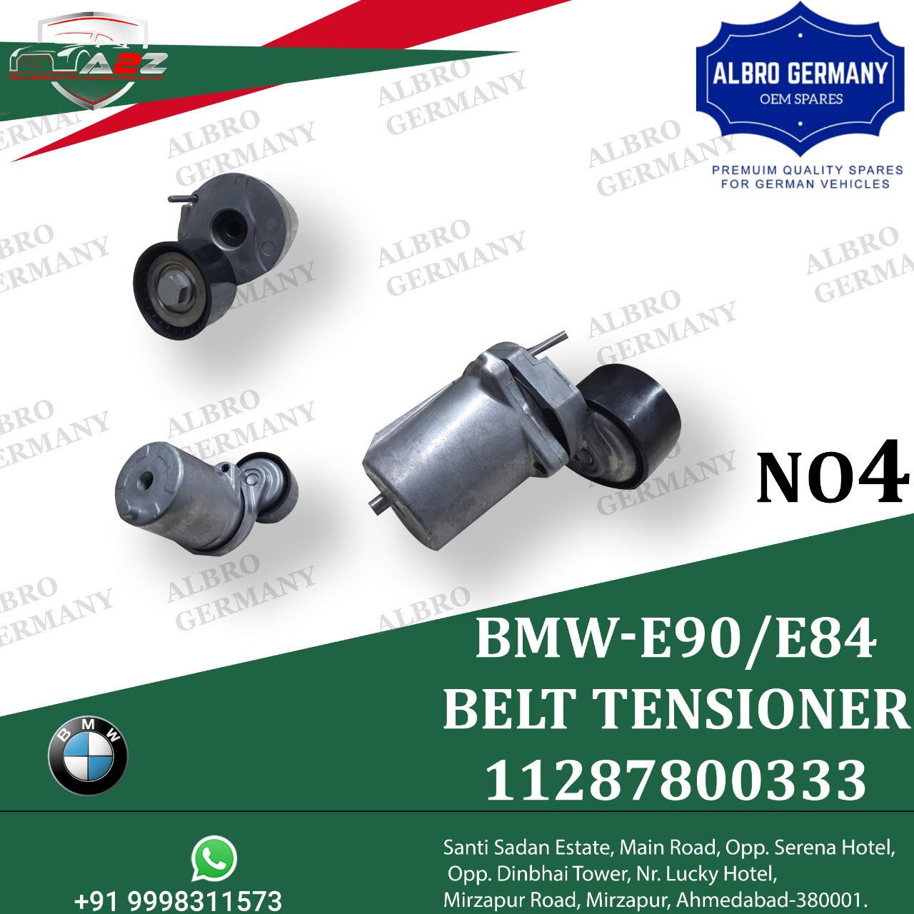 Belt Tensioner With Pulley 11287800333 Compatible with BMW 3 Series (E90) & 5 Series (E60) & 5 Series (F10) & 7 Series (F01, F02, F03, F04) & X1 (E84) & X5 (E70) & X6 (E71, E72) Tag.4