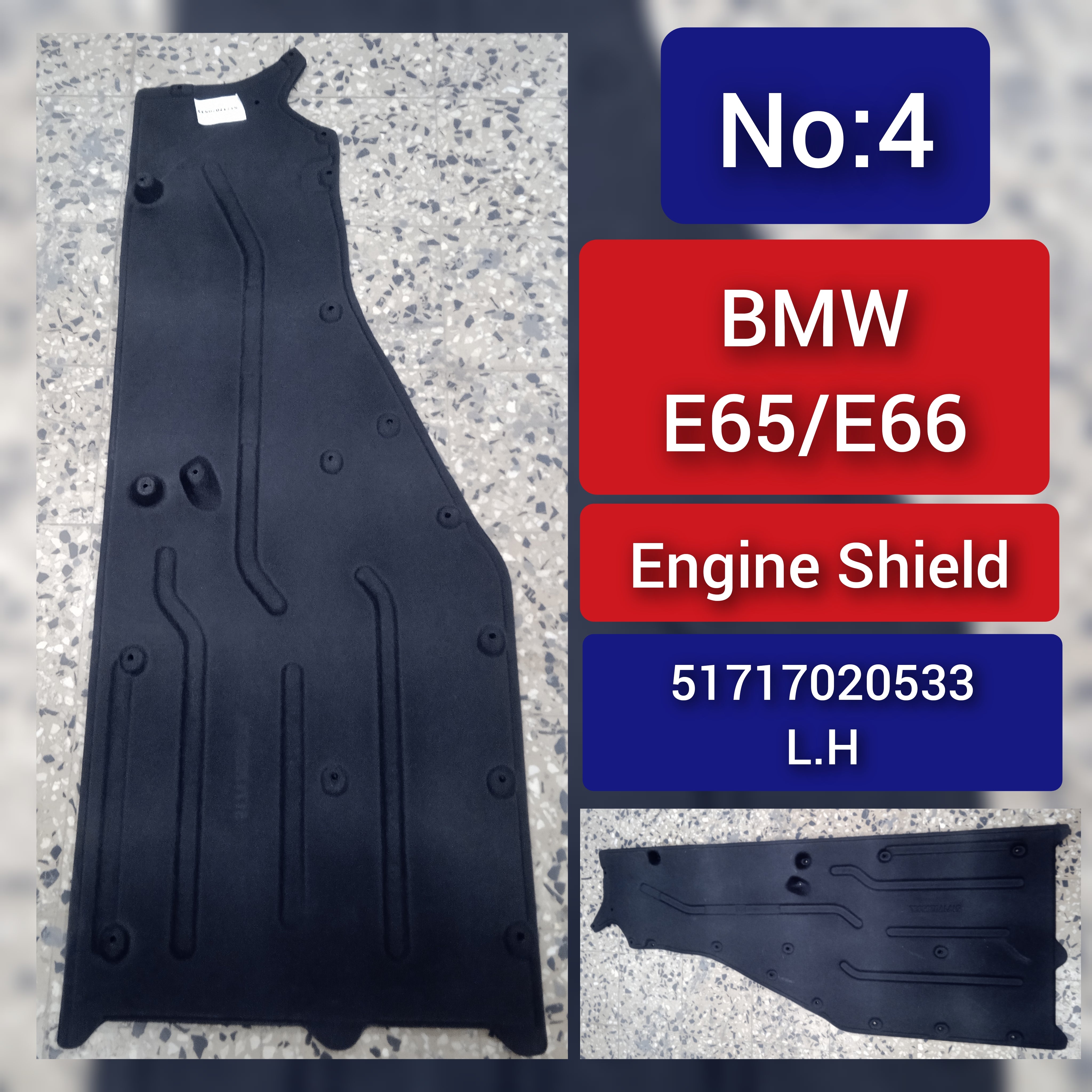 Underbody Paneling Left 51717020533 Compatible with BMW 7 Series E65 E66 E67 Tag No.4