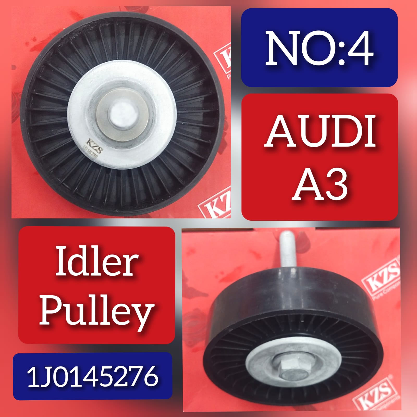 Belt Idler Pulley 1J0145276 6Q0260849E 6Q0260849C Compatible with SKODA FABIA II (542) & RAPID (NA2) & VW JETTA IV (162, 163, AV3, AV2) & POLO V (6R1, 6C1) Tag no : 4