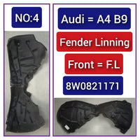 Front Left Fender Liner 8W0821171 8WD821171 8W0821171B Compatible With AUDI A4 B9 Tag-FEA-04