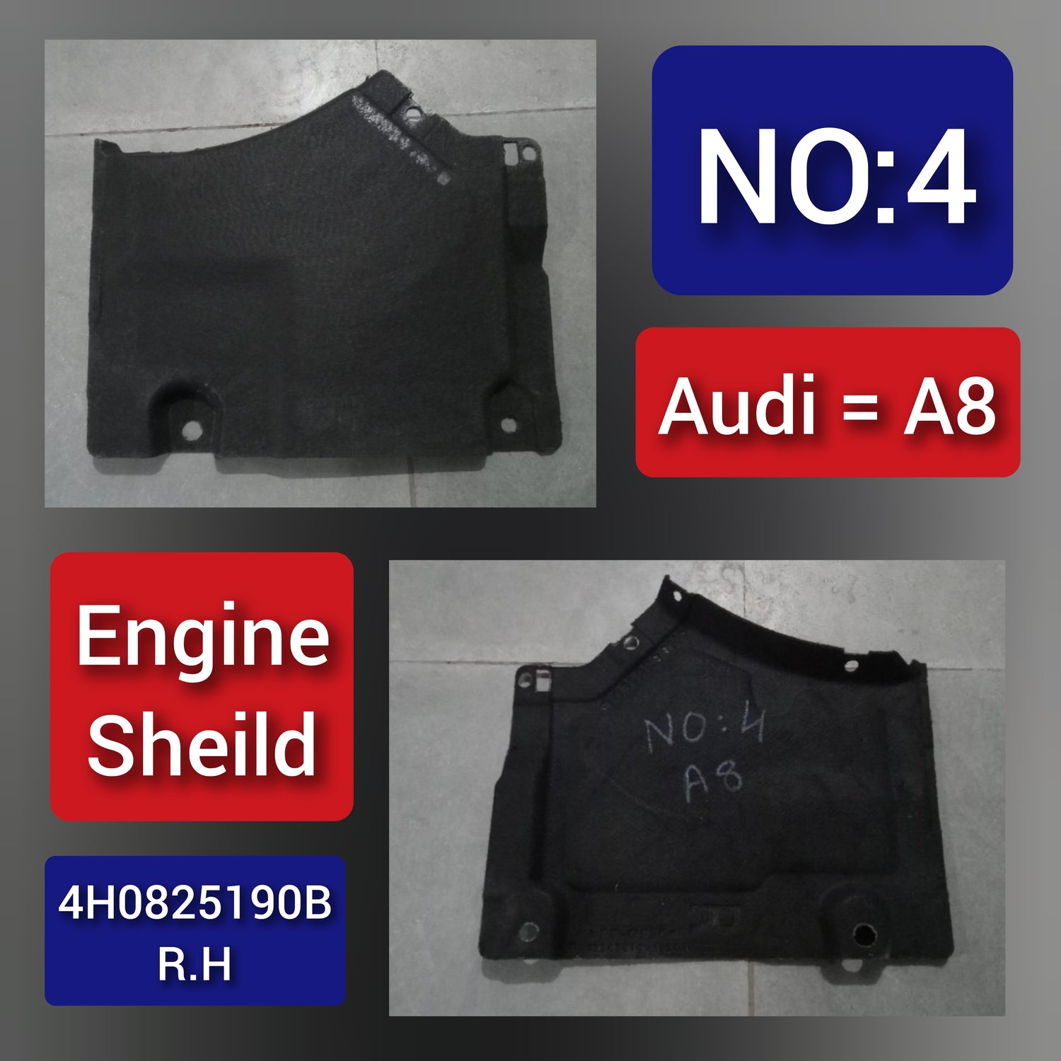 Underbody Trim Right Front 4H0825190B  Compatible With AUDI A8 Tag No.4