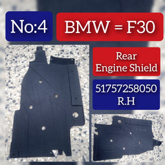 Right Under-Body Shield 51757258050 Compatible with BMW 3 Series F30 Tag No.4