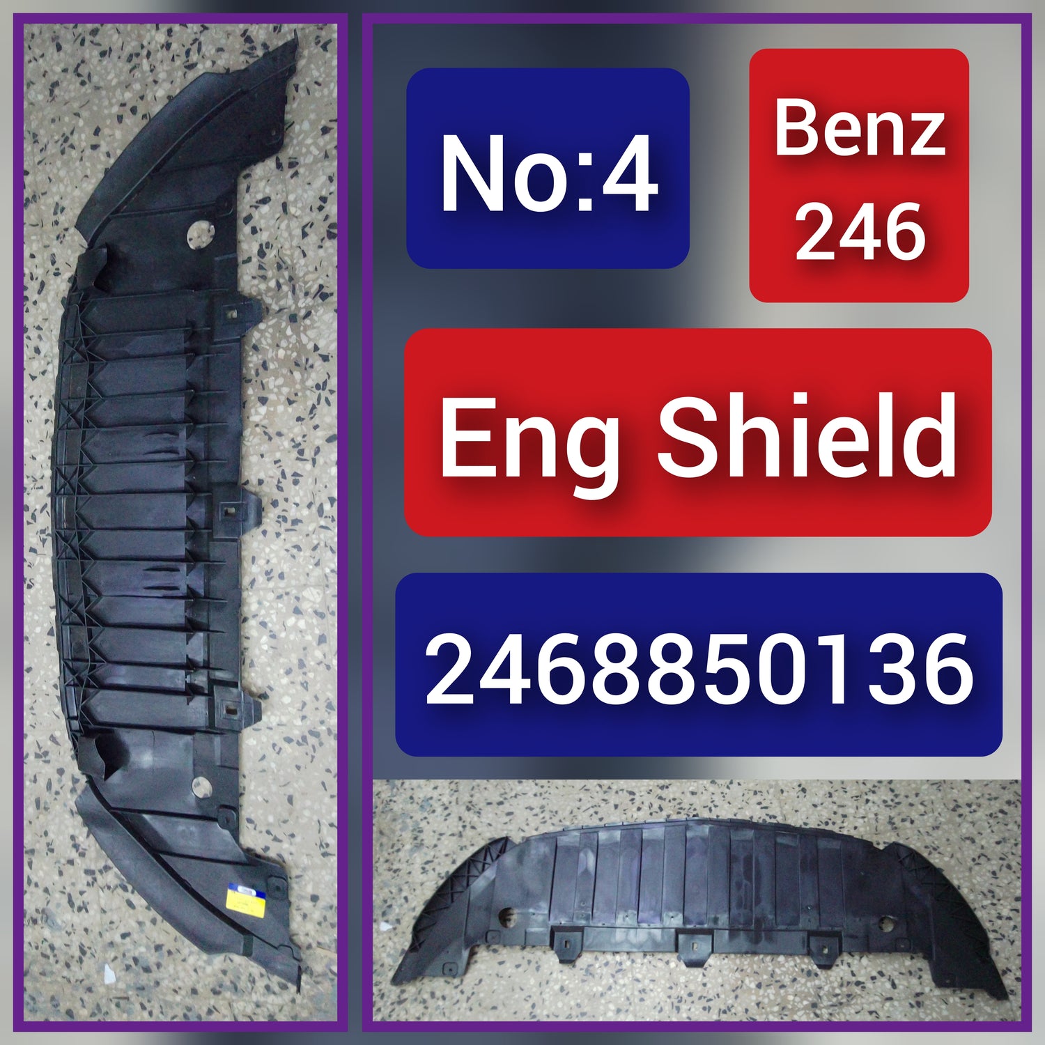 Underbody Bumper Shield Tray Cover 2468850136 Compatible With MERCEDES-BENZ B-CLASS W246 Tag No.4
