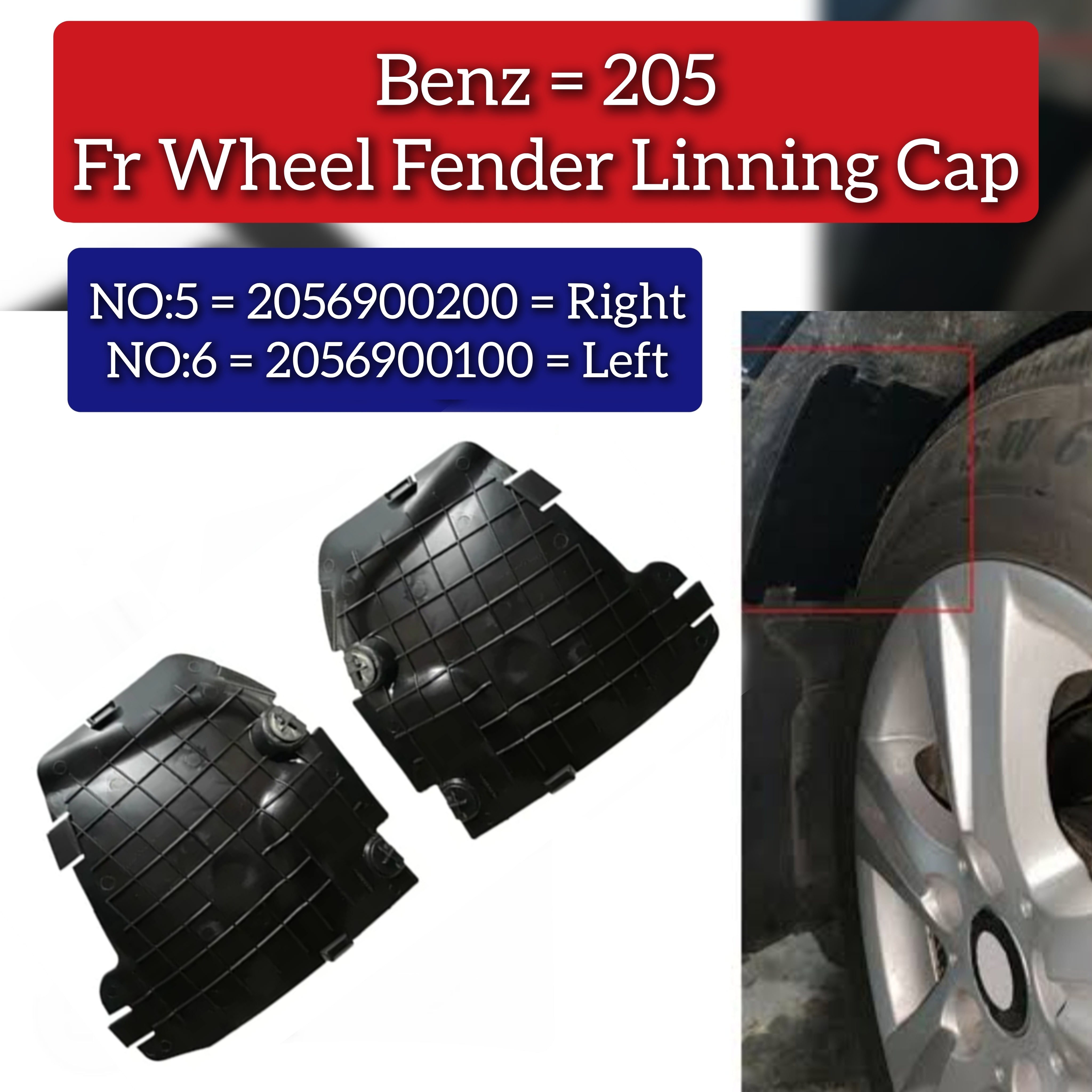 Front Wheel Fender Linning Cap Left 2056900100 Right 2056900200 Compatible With Mercedes Benz  C CLASS W205 Tag No.5/6