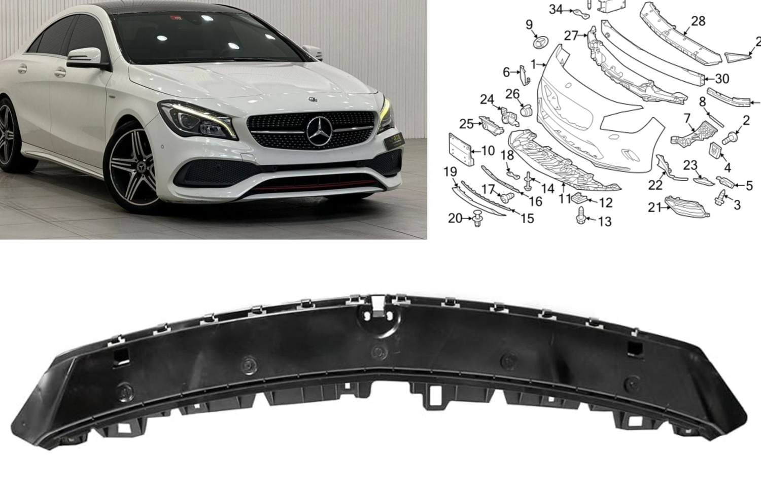 Front Bumper Bracket A1178850000 1178850000 Compatible With Mercedes Benz CLA W117 (2016-19) Tag No.505