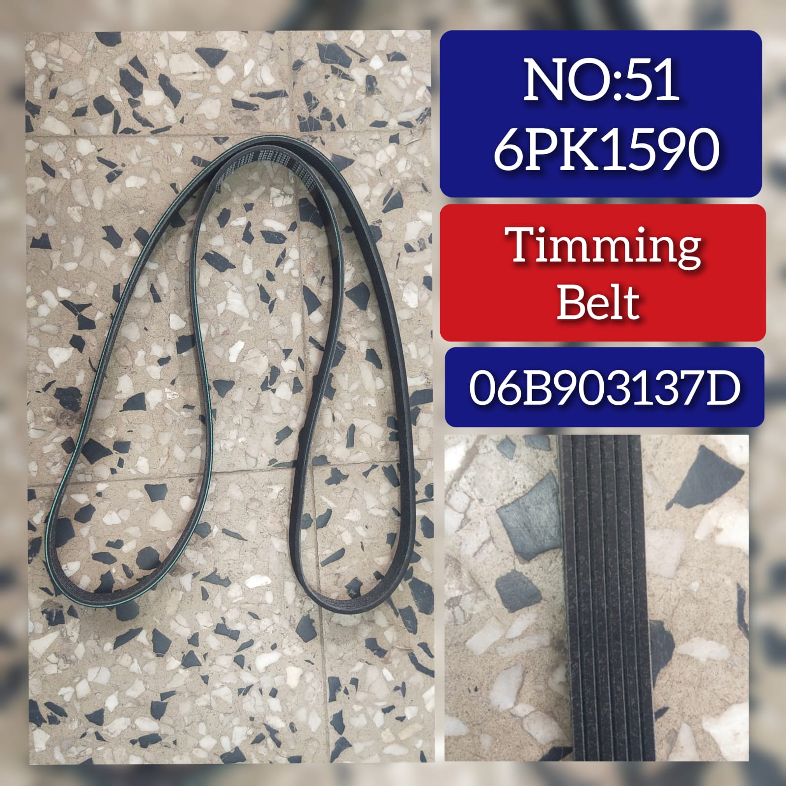 Multi RIB Belt 6PK2475 06E903137AE  059903137AC 059903137R  06E903137AE  Compatible With AUDI Q7 (4LB) (CONTINENTAL) Tag no :42