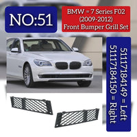 Front Bumper Grille Left 51117184149 & Right 51117184150 Compatible With BMW 7 Series (F01, F02, F03, F04) 2009-2012 Tag-BG-51