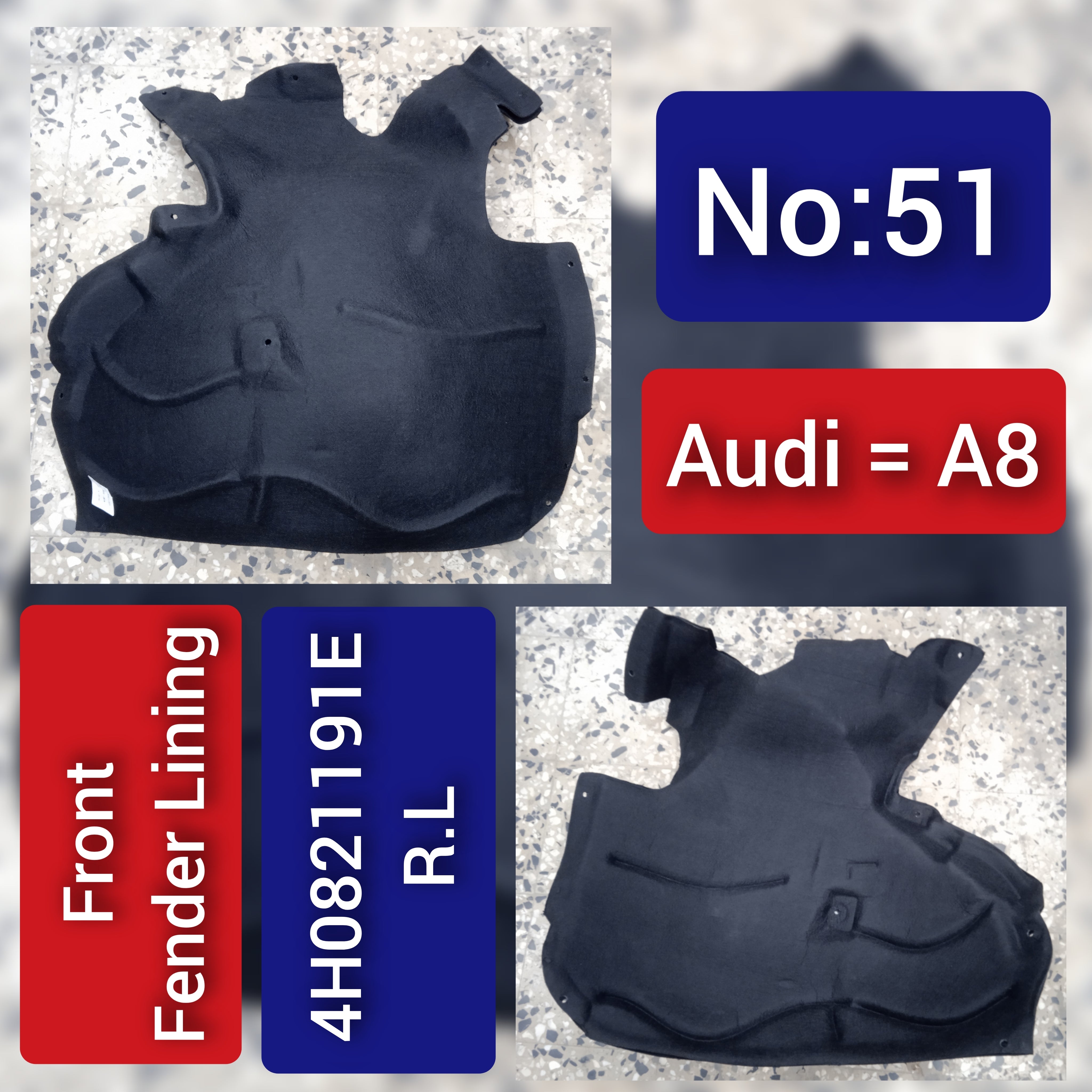 Rear Left fender Liner 4H0821191E Compatible With AUDI A8