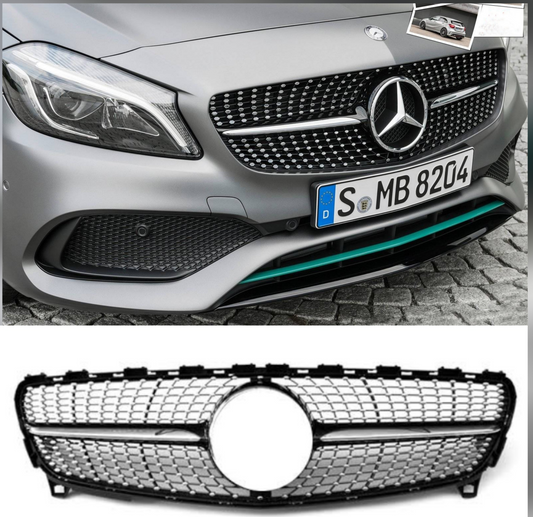 Diamond Black Show Grill  Compatible With  Mercedes  Benz A-Class W176 ( 2016-2019) Tag 26