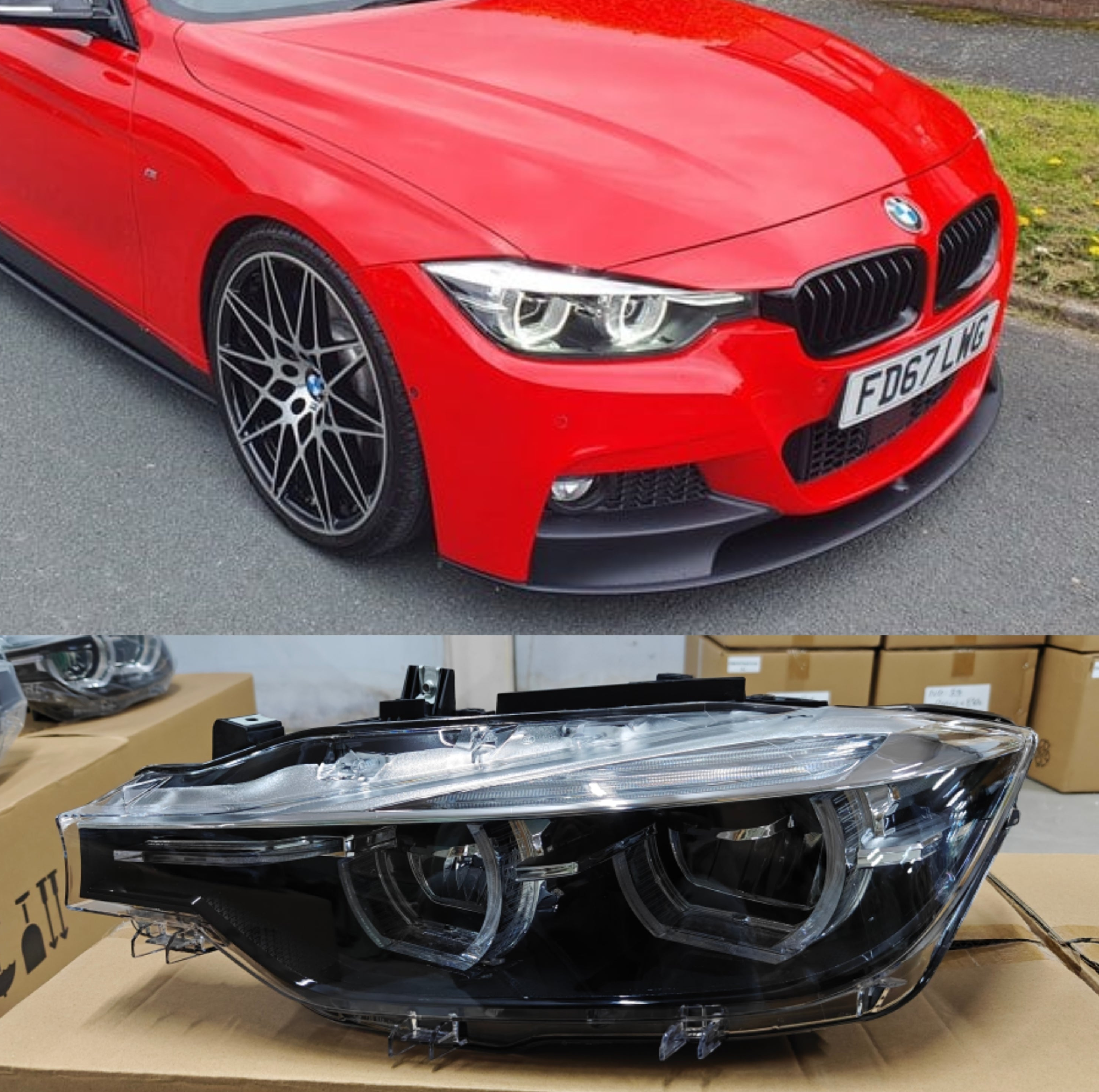 Complete Headlight Assy Set Left 63117492611 & Right 63117492612 Compatible With BMW 3 Series F30 (2016-2019) Tag No.52