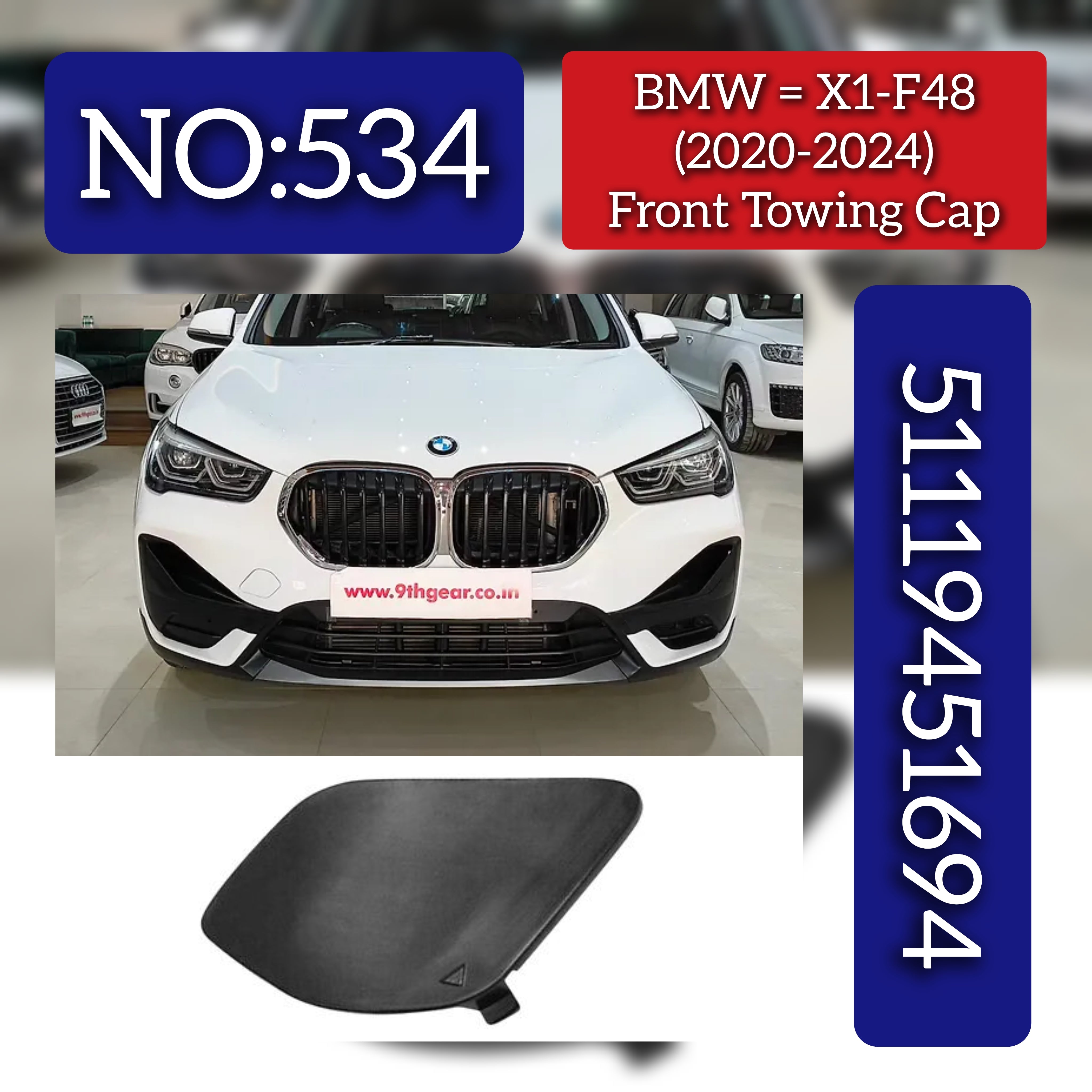 Front Towing Cap 51119451694 Compatible With BMW X1 (F48) (2020-2024) Tag No.534