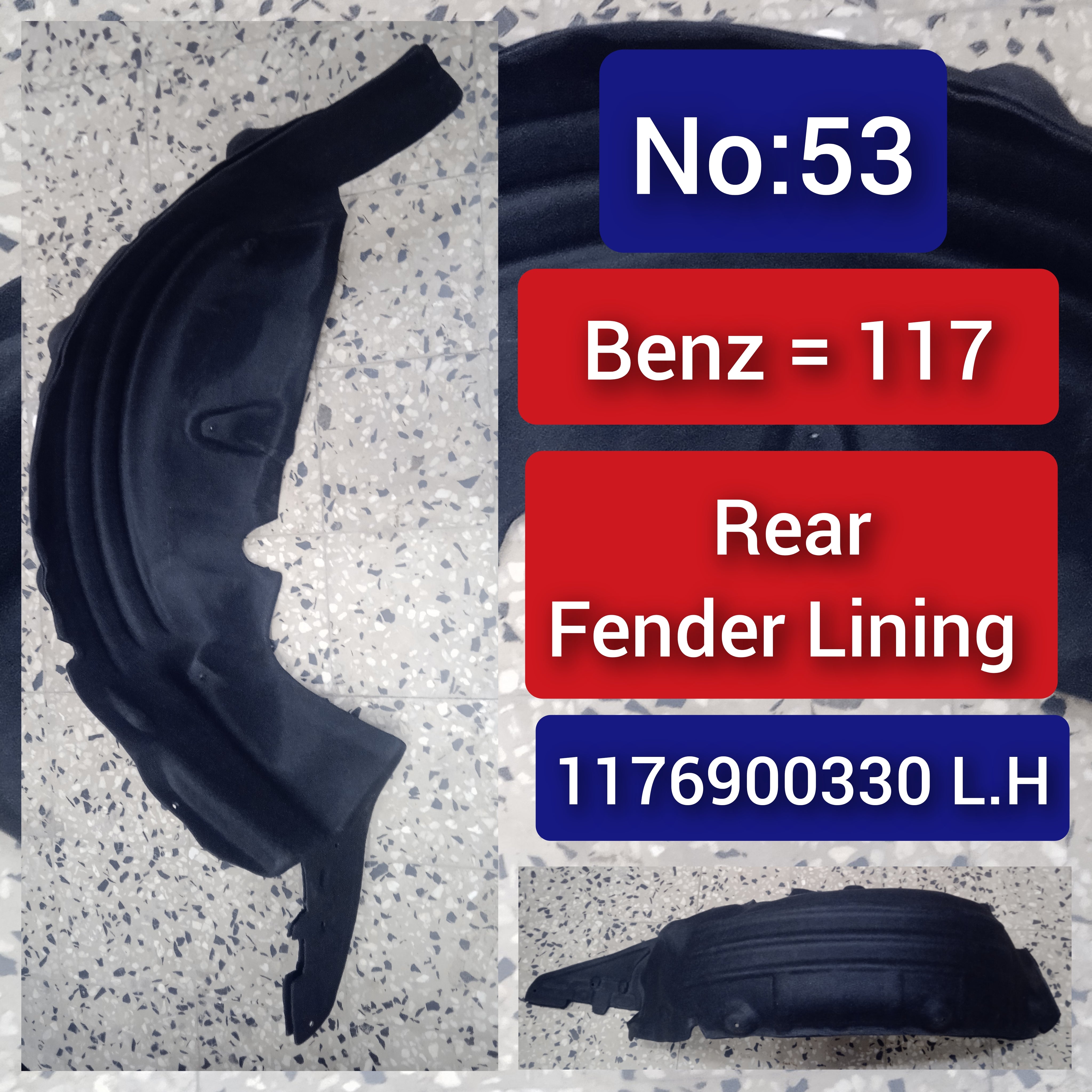 Rear Left Fender Liner 1176900330 Compatible With MERCEDES-BENZ CLA C117 Tag-FEM-53