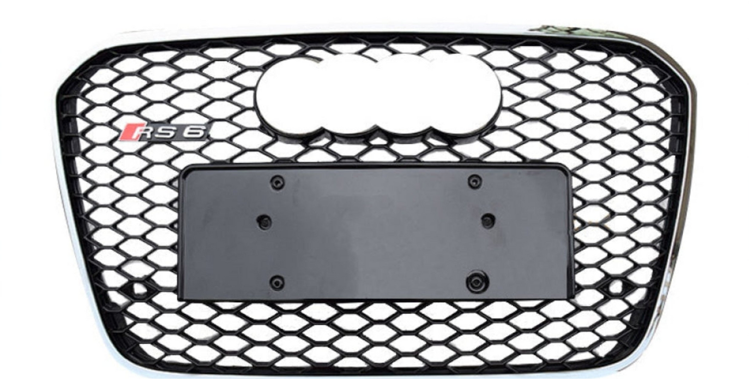 RS6 Black And Chrome Honeycomb Show Grill Compatible With Audi Audi = A6 (2012-15) Tag No.53