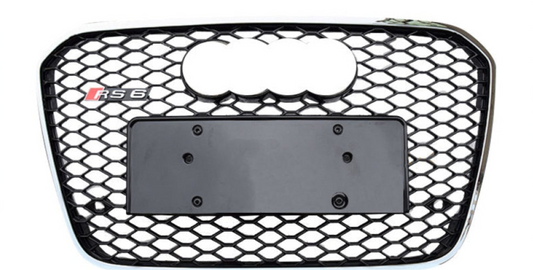 RS6 Black And Chrome Honeycomb Show Grill Compatible With Audi Audi = A6 (2012-15) Tag No.53