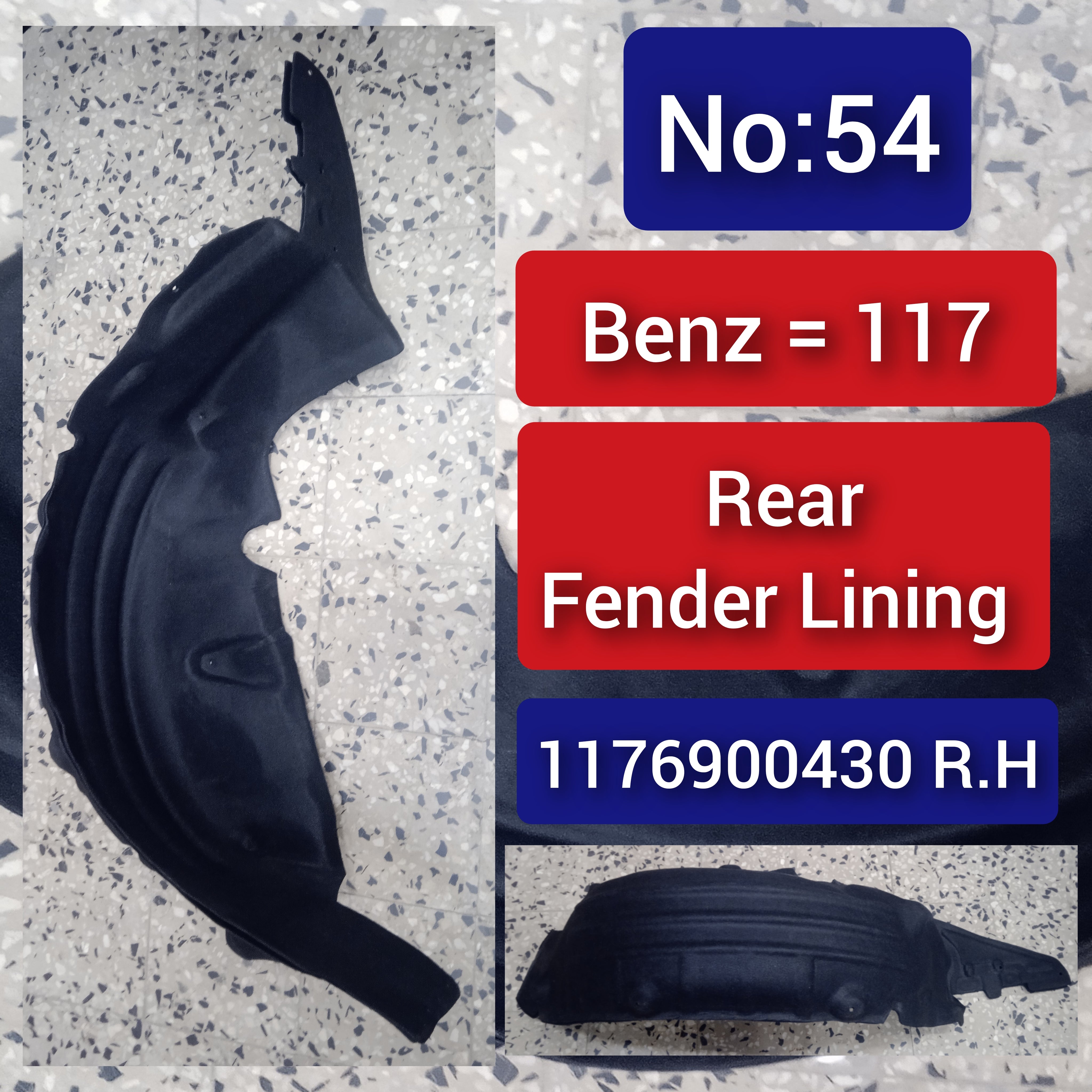 Rear Right Fender Liner 1176900430 Compatible With MERCEDES-BENZ CLA C117 Tag-FEM-54