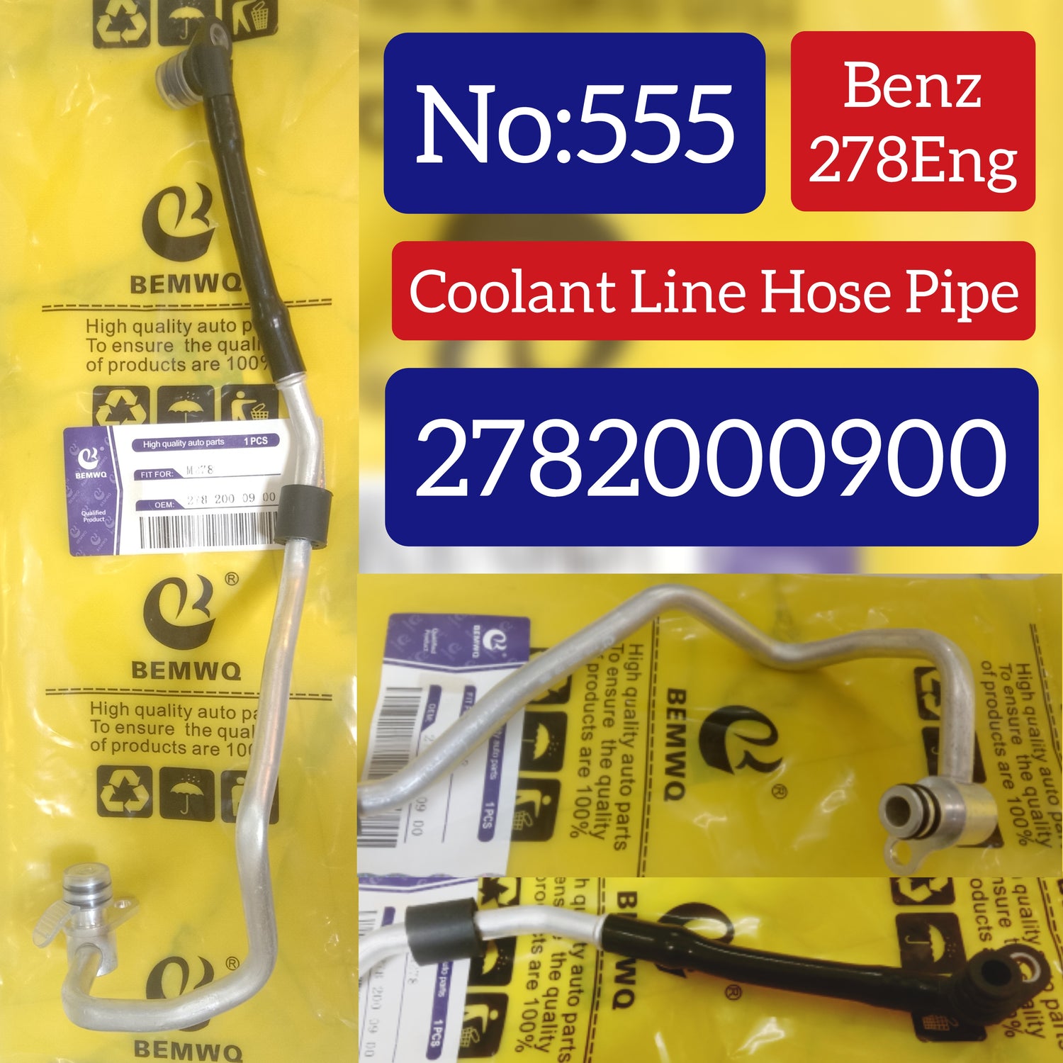 Coolant Line Hose Pipe 2782000900 2782000051 A2782000900 2782000300 CHT0761 Compatible With Mercedes Benz 278Eng Tag No.555