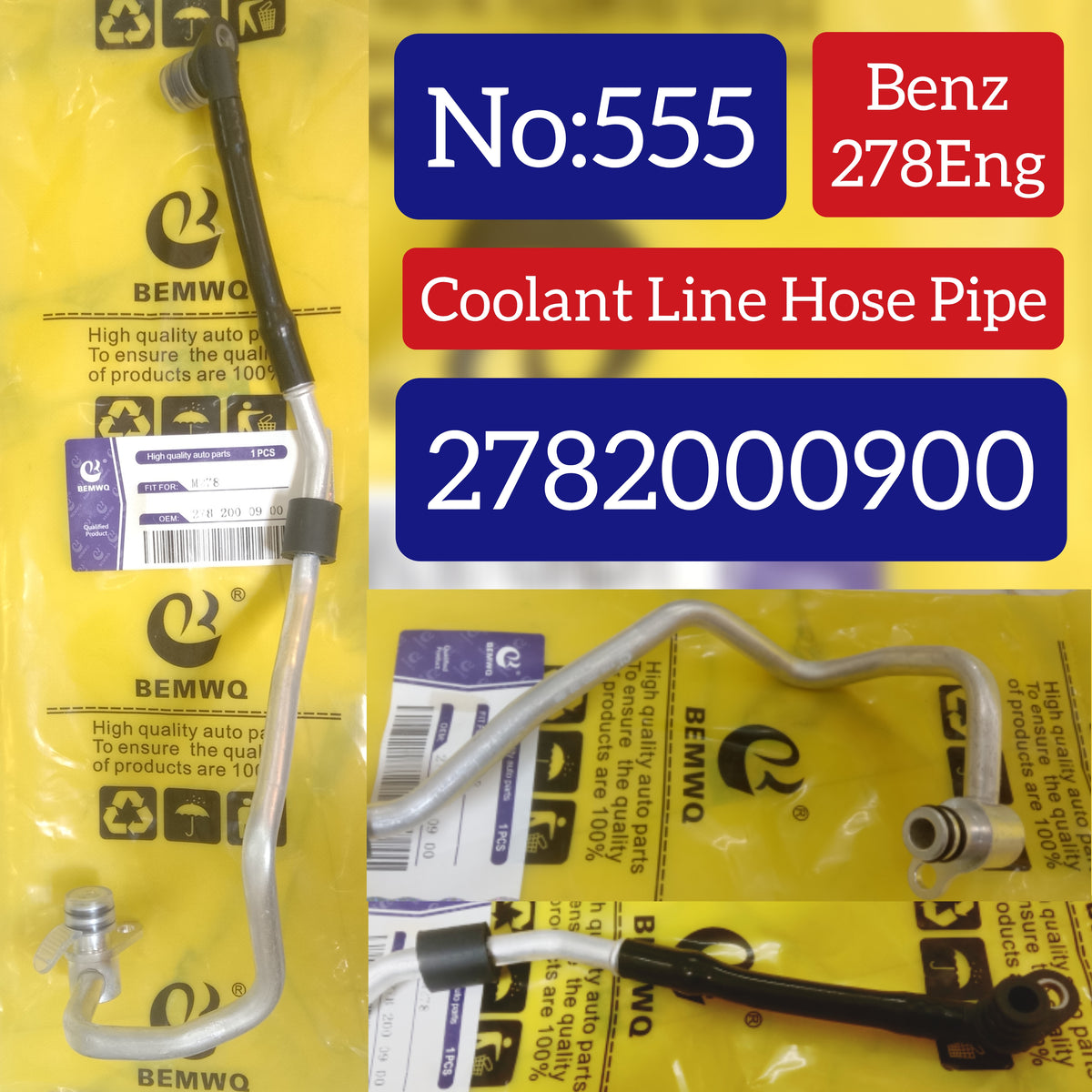 Coolant Line Hose Pipe 2782000900 2782000051 2782000300 CHT0761 Compatible With Mercedes Benz 278Eng Tag No.555