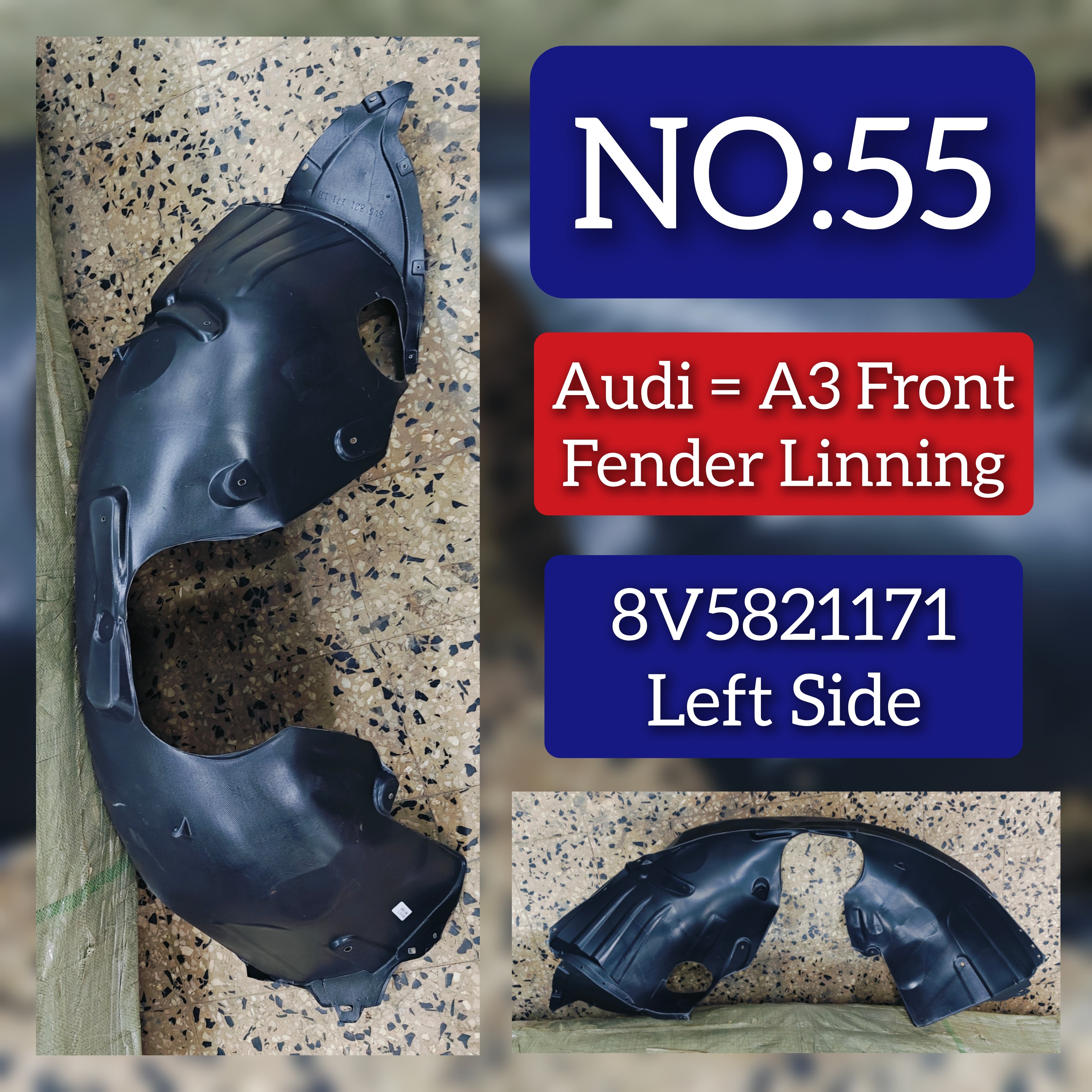 Front Left Fender Liner 8V5821171  8V5821171C 8V5821171D 8V5821171G Compatible With AUDI A3 Convertible (8V7, 8VE) | A3 / S3 (2014-2016)