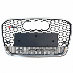 Show Grill Compatible With  Audi A6 C7(2012-15) RS6 Quattro Silver Chrome Tag 55