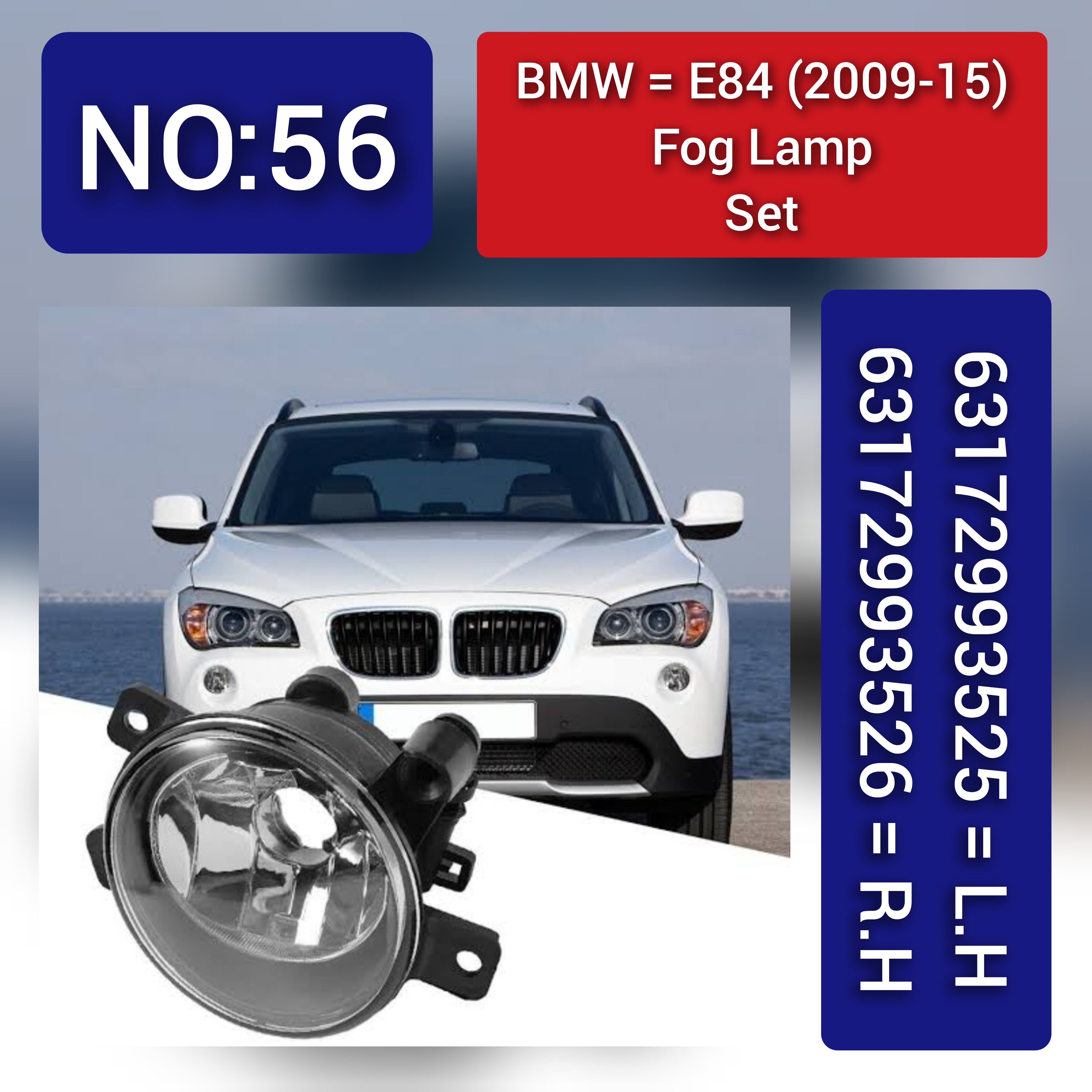 Fog Lamp Fog Light Compatible With BMW X1 E84 2009-2015 Fog Lamp Fog Light Left 63172993525 & Right 63172993526 Tag-FO-56