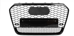 RS6 Quattro Black Honeycomb Show Grill Compatible With  Audi A6 C7(2012-15) RS6 Quattro Black Chrome Tag 56