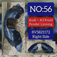 Front Right Fender Liner 8V5821172  8V5821172C 8V5821172D 8V5821172G Compatible With AUDI A3 Convertible (8V7, 8VE) | A3 / S3 (2014-2016)