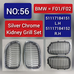 BMW = F01/F02 Silver Chrome Kidney Grill Set 51117184151 L.H 51117184152 R.H Tag 56