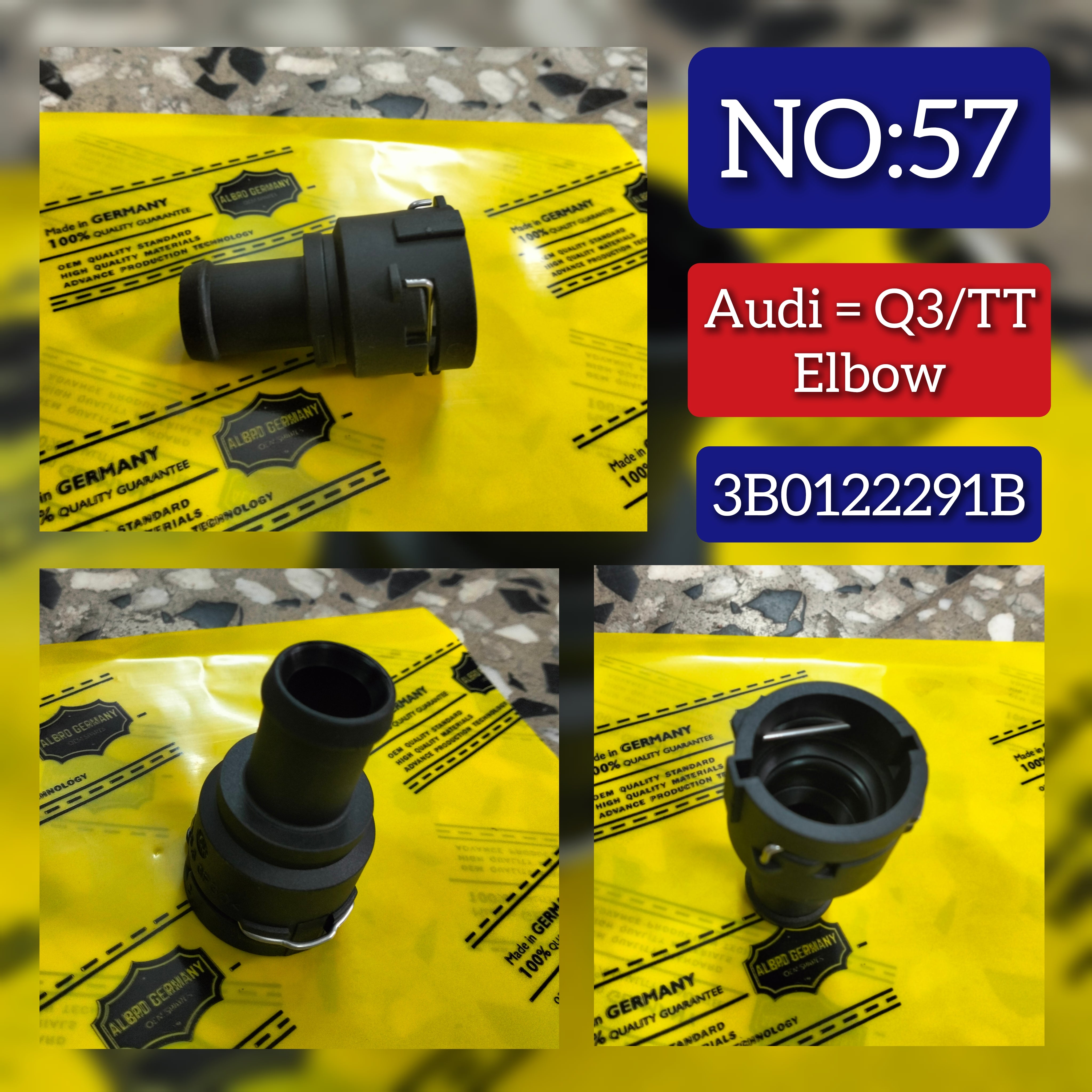 Heater Hose Connector 3B0122291B Compatible With AUDI Q3 Tag No.57
