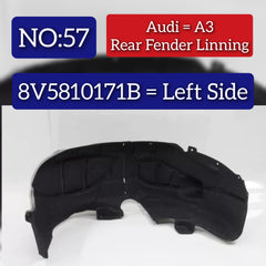 Rear Left Fender Liner 8V5810171B 8V5810171D 9Y0810907C  Compatible With AUDI A3 8V