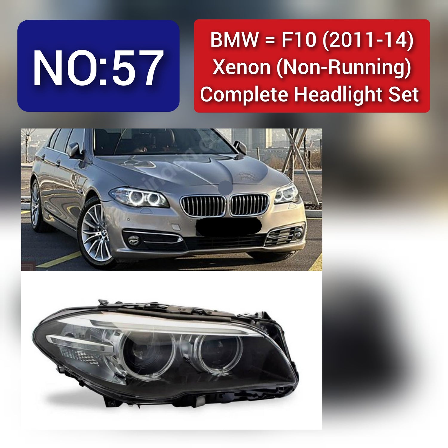 Headlight Headlamp Left & Right  (Xenon-Projectors) (Without Blaster) Compatible With BMW 5-Series F10 (2011-2014)
