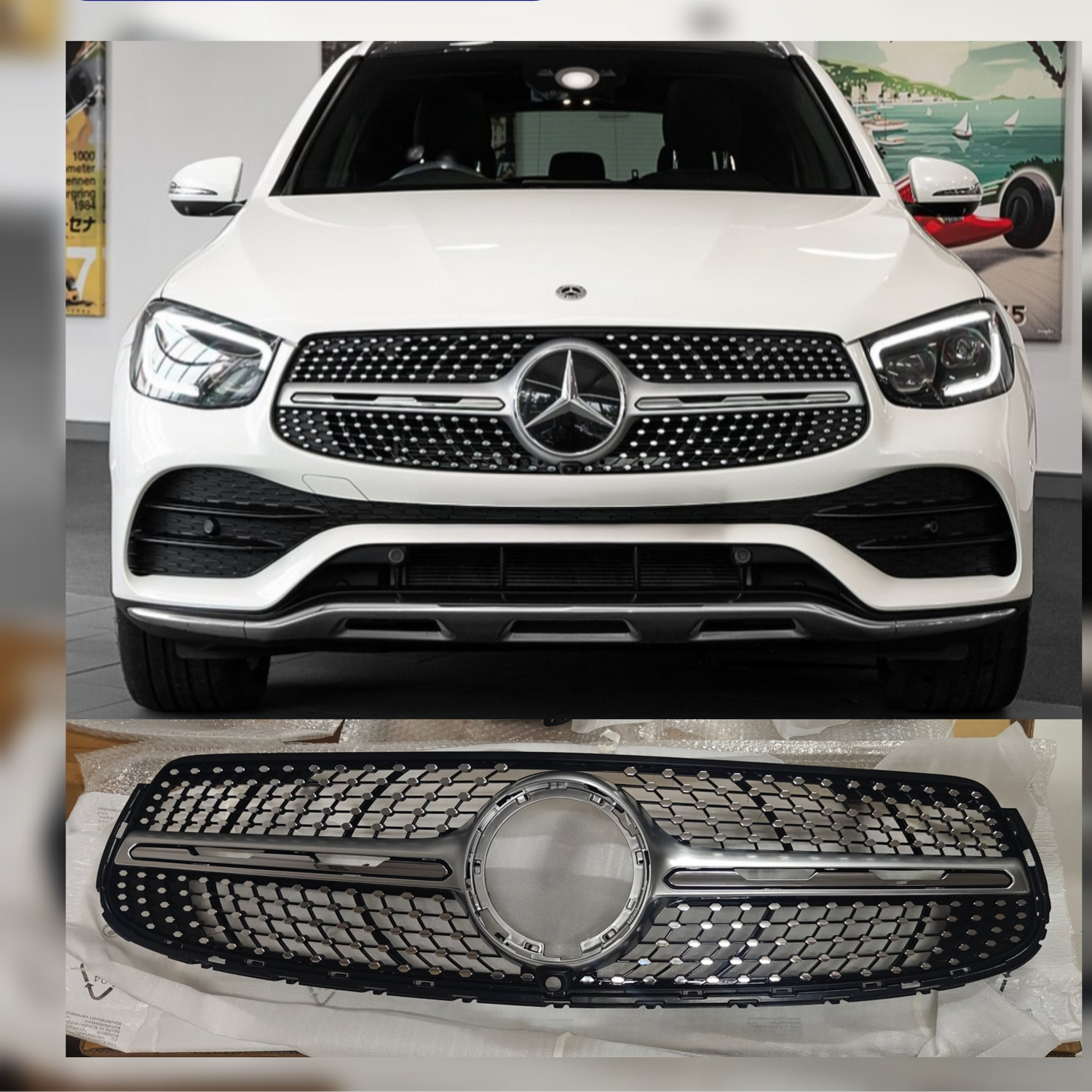 Front Show Grill With Hole 2538888500 Compatible With Mercedes Benz W253 GLC (2020-22) Tag No.58