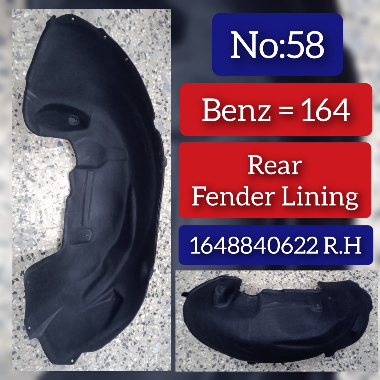 Rear Right Fender Liner 1648840622 Compatible With MERCEDES-BENZ GL-CLASS W164  Tag-FEM-58